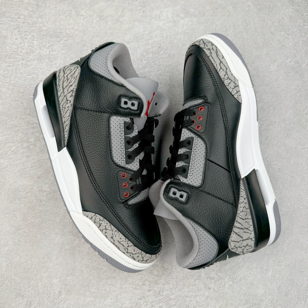 图片[3]-＃GX纯原 Air Jordan AJ3 Retro 复刻黑水泥 DN3707-010 圈内最强三代系列 匠心打造 开发时长超过半年 目前可过各类鉴定或无法鉴定 裸鞋随便操作 全套原纸板楦头开发 原厂大底磨具加持立体防滑纹理 原装可视Air Sole气垫 原汁原味最完美的三代版型 唯一正确鞋头趴度弧度高度鞋身腰线 原厂TPU彩虹扎染后跟饰片 正确内里反口里网布 皮料菱角分明不变形无多余毛边 广东原厂zp同批次手工大底描漆拉丝 市场唯一原厂鞋扣模具 原厂织唛标 原厂飞人电绣工艺 尾指中部跳三针 独家绑鞋带手法 印刷中底布 四线拉帮 米色美纹纸贴合固定 进口港宝加持 后跟自然饱满 全鞋荧光划线卡点 追求极致完美 每一双都是工艺品 多重QC质检 超越公司货的品控标准 实实在在的免检产品 尺码：40 40.5 41 42 42.5 43 44 44.5 45 45.5 46 47.5 48.5-选品中心