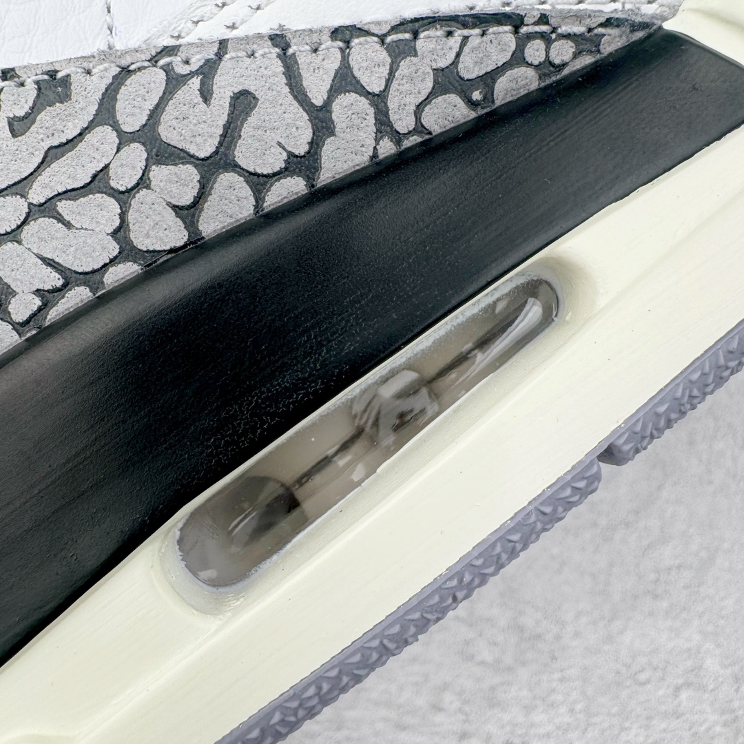 图片[17]-＃GX纯原 Air Jordan AJ3 Retro 做旧白水泥 DN3707-100 圈内最强三代系列 匠心打造 开发时长超过半年 目前可过各类鉴定或无法鉴定 裸鞋随便操作 全套原纸板楦头开发 原厂大底磨具加持立体防滑纹理 原装可视Air Sole气垫 原汁原味最完美的三代版型 唯一正确鞋头趴度弧度高度鞋身腰线 原厂TPU彩虹扎染后跟饰片 正确内里反口里网布 皮料菱角分明不变形无多余毛边 广东原厂zp同批次手工大底描漆拉丝 市场唯一原厂鞋扣模具 原厂织唛标 原厂飞人电绣工艺 尾指中部跳三针 独家绑鞋带手法 印刷中底布 四线拉帮 米色美纹纸贴合固定 进口港宝加持 后跟自然饱满 全鞋荧光划线卡点 追求极致完美 每一双都是工艺品 多重QC质检 超越公司货的品控标准 实实在在的免检产品 尺码：40 40.5 41 42 42.5 43 44 44.5 45 45.5 46 47.5 48.5-选品中心