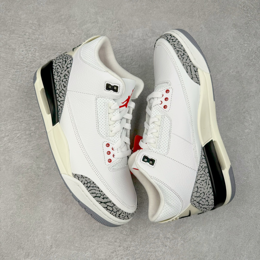 图片[3]-＃GX纯原 Air Jordan AJ3 Retro 做旧白水泥 DN3707-100 圈内最强三代系列 匠心打造 开发时长超过半年 目前可过各类鉴定或无法鉴定 裸鞋随便操作 全套原纸板楦头开发 原厂大底磨具加持立体防滑纹理 原装可视Air Sole气垫 原汁原味最完美的三代版型 唯一正确鞋头趴度弧度高度鞋身腰线 原厂TPU彩虹扎染后跟饰片 正确内里反口里网布 皮料菱角分明不变形无多余毛边 广东原厂zp同批次手工大底描漆拉丝 市场唯一原厂鞋扣模具 原厂织唛标 原厂飞人电绣工艺 尾指中部跳三针 独家绑鞋带手法 印刷中底布 四线拉帮 米色美纹纸贴合固定 进口港宝加持 后跟自然饱满 全鞋荧光划线卡点 追求极致完美 每一双都是工艺品 多重QC质检 超越公司货的品控标准 实实在在的免检产品 尺码：40 40.5 41 42 42.5 43 44 44.5 45 45.5 46 47.5 48.5-选品中心