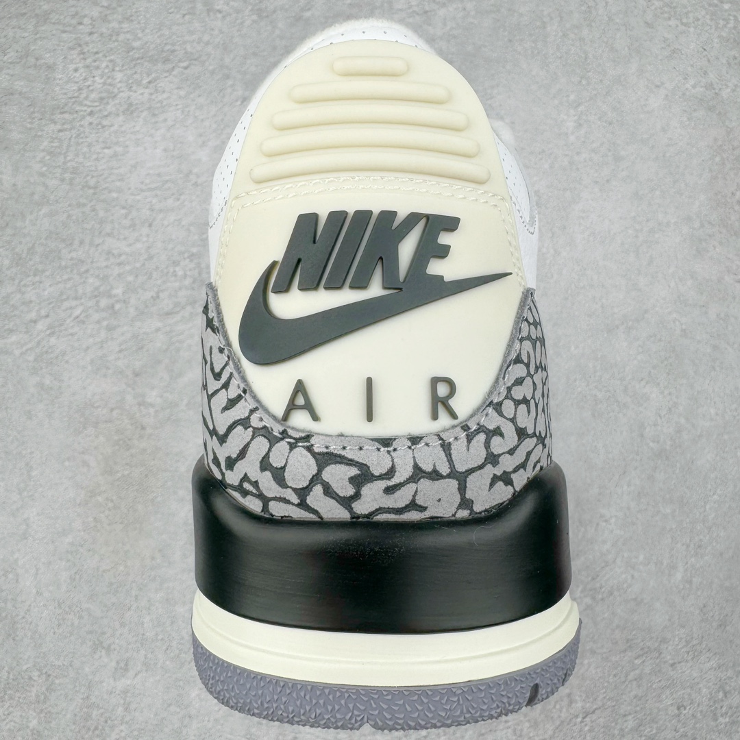 图片[8]-＃GX纯原 Air Jordan AJ3 Retro 做旧白水泥 DN3707-100 圈内最强三代系列 匠心打造 开发时长超过半年 目前可过各类鉴定或无法鉴定 裸鞋随便操作 全套原纸板楦头开发 原厂大底磨具加持立体防滑纹理 原装可视Air Sole气垫 原汁原味最完美的三代版型 唯一正确鞋头趴度弧度高度鞋身腰线 原厂TPU彩虹扎染后跟饰片 正确内里反口里网布 皮料菱角分明不变形无多余毛边 广东原厂zp同批次手工大底描漆拉丝 市场唯一原厂鞋扣模具 原厂织唛标 原厂飞人电绣工艺 尾指中部跳三针 独家绑鞋带手法 印刷中底布 四线拉帮 米色美纹纸贴合固定 进口港宝加持 后跟自然饱满 全鞋荧光划线卡点 追求极致完美 每一双都是工艺品 多重QC质检 超越公司货的品控标准 实实在在的免检产品 尺码：40 40.5 41 42 42.5 43 44 44.5 45 45.5 46 47.5 48.5-选品中心