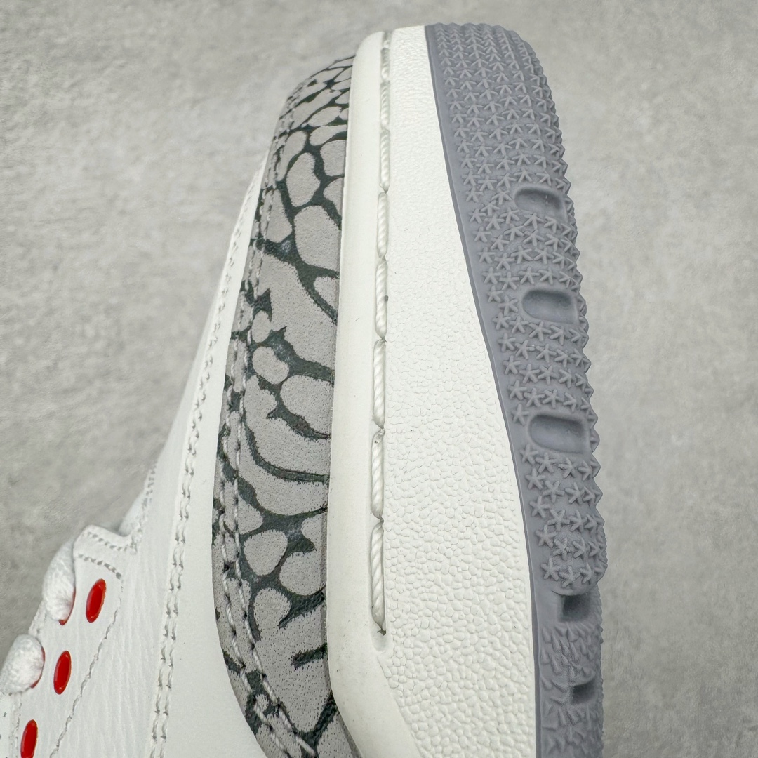 图片[23]-＃GX纯原 Air Jordan AJ3 Retro 做旧白水泥 DN3707-100 圈内最强三代系列 匠心打造 开发时长超过半年 目前可过各类鉴定或无法鉴定 裸鞋随便操作 全套原纸板楦头开发 原厂大底磨具加持立体防滑纹理 原装可视Air Sole气垫 原汁原味最完美的三代版型 唯一正确鞋头趴度弧度高度鞋身腰线 原厂TPU彩虹扎染后跟饰片 正确内里反口里网布 皮料菱角分明不变形无多余毛边 广东原厂zp同批次手工大底描漆拉丝 市场唯一原厂鞋扣模具 原厂织唛标 原厂飞人电绣工艺 尾指中部跳三针 独家绑鞋带手法 印刷中底布 四线拉帮 米色美纹纸贴合固定 进口港宝加持 后跟自然饱满 全鞋荧光划线卡点 追求极致完美 每一双都是工艺品 多重QC质检 超越公司货的品控标准 实实在在的免检产品 尺码：40 40.5 41 42 42.5 43 44 44.5 45 45.5 46 47.5 48.5-选品中心