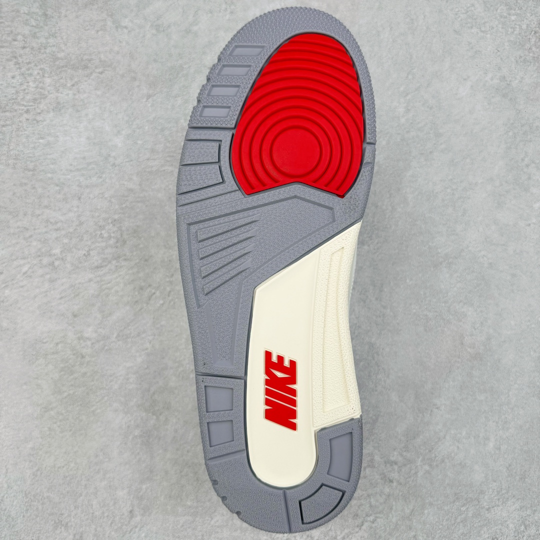 图片[9]-＃GX纯原 Air Jordan AJ3 Retro 做旧白水泥 DN3707-100 圈内最强三代系列 匠心打造 开发时长超过半年 目前可过各类鉴定或无法鉴定 裸鞋随便操作 全套原纸板楦头开发 原厂大底磨具加持立体防滑纹理 原装可视Air Sole气垫 原汁原味最完美的三代版型 唯一正确鞋头趴度弧度高度鞋身腰线 原厂TPU彩虹扎染后跟饰片 正确内里反口里网布 皮料菱角分明不变形无多余毛边 广东原厂zp同批次手工大底描漆拉丝 市场唯一原厂鞋扣模具 原厂织唛标 原厂飞人电绣工艺 尾指中部跳三针 独家绑鞋带手法 印刷中底布 四线拉帮 米色美纹纸贴合固定 进口港宝加持 后跟自然饱满 全鞋荧光划线卡点 追求极致完美 每一双都是工艺品 多重QC质检 超越公司货的品控标准 实实在在的免检产品 尺码：40 40.5 41 42 42.5 43 44 44.5 45 45.5 46 47.5 48.5-选品中心