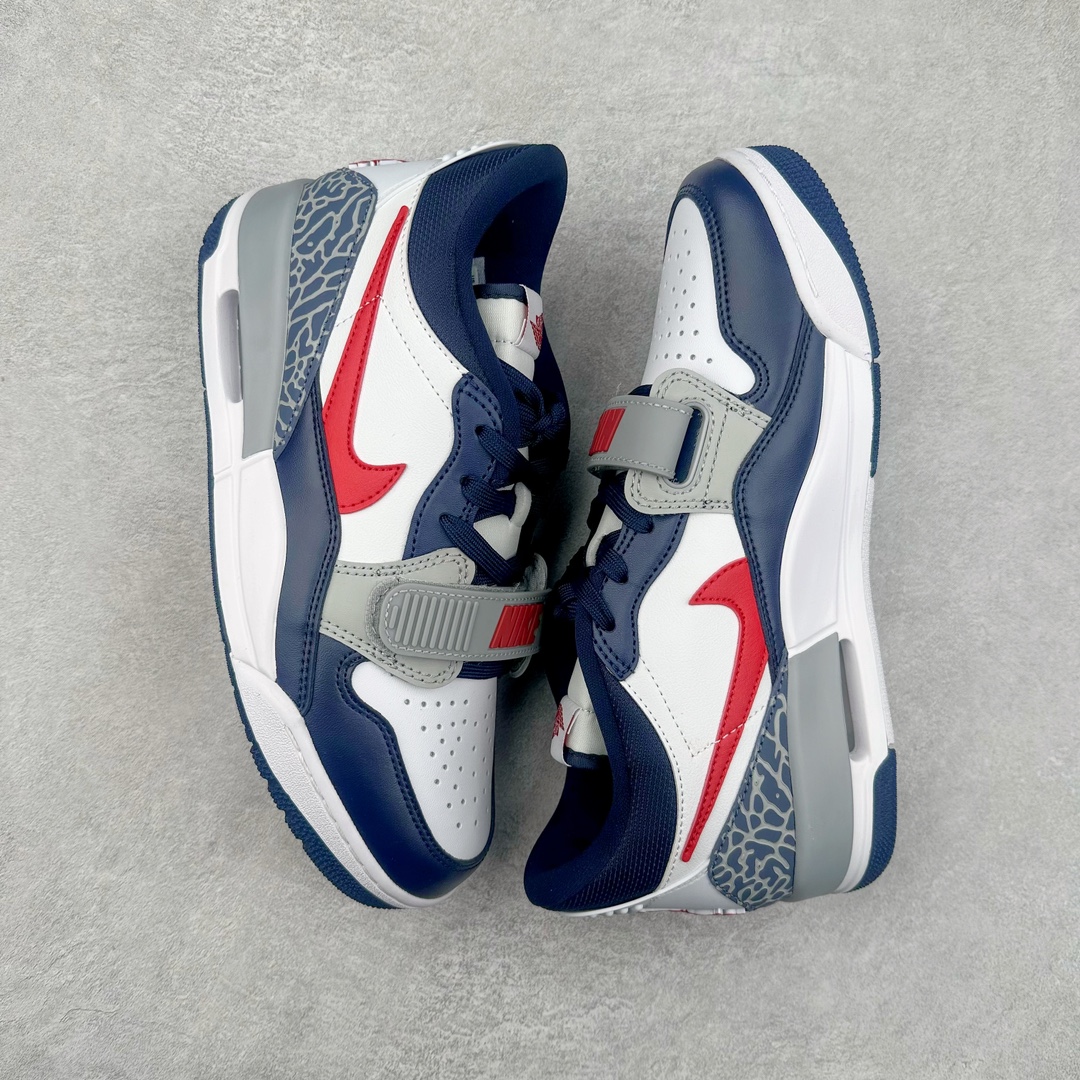 图片[3]-＃PB Air Jordan Legacy AJ312 Low 低帮复古篮球鞋 CD7069-164 市场最强独一档产物 全套原纸板楦头开发 原厂大底磨具加持立体防滑纹理 原档数据后跟TPU子母扣魔术贴 原装可视Air Sole气垫 原汁原味最完美的312代版型 唯一正确鞋头趴度弧度高度鞋身腰线 进口港宝加持 后跟自然饱满 全鞋荧光划线卡点 追求极致完美 每一双都是工艺品 多重QC质检 超越公司货的品控标准 实实在在的免检产品 鞋身采用了皮革材质打造 横跨鞋面的魔术贴十分吸睛 侧面的Swoosh Logo的一部分被鞋面遮挡了一部分 颇具玩味 魔术贴上标有NK标识 而鞋舌上是Jordan的经典红色飞翼Logo 后跟和鞋底均采用了AJ3的设计 后跟上同样也使用了经典的爆裂纹图案 尺码：36 36.5 37.5 38 38.5 39 40 40.5 41 42 42.5 43 44 44.5 45 46 47.5-选品中心