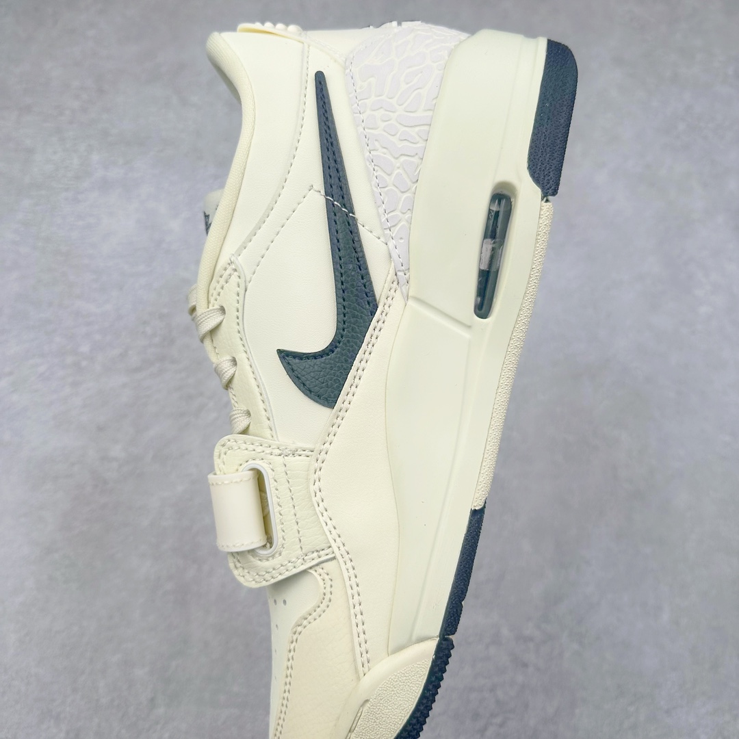 图片[7]-＃PB Air Jordan Legacy AJ312 Low 低帮复古篮球鞋 HV1807-101 市场最强独一档产物 全套原纸板楦头开发 原厂大底磨具加持立体防滑纹理 原档数据后跟TPU子母扣魔术贴 原装可视Air Sole气垫 原汁原味最完美的312代版型 唯一正确鞋头趴度弧度高度鞋身腰线 进口港宝加持 后跟自然饱满 全鞋荧光划线卡点 追求极致完美 每一双都是工艺品 多重QC质检 超越公司货的品控标准 实实在在的免检产品 鞋身采用了皮革材质打造 横跨鞋面的魔术贴十分吸睛 侧面的Swoosh Logo的一部分被鞋面遮挡了一部分 颇具玩味 魔术贴上标有NK标识 而鞋舌上是Jordan的经典红色飞翼Logo 后跟和鞋底均采用了AJ3的设计 后跟上同样也使用了经典的爆裂纹图案 尺码：36 36.5 37.5 38 38.5 39 40 40.5 41 42 42.5 43 44 44.5 45 46 47.5-选品中心