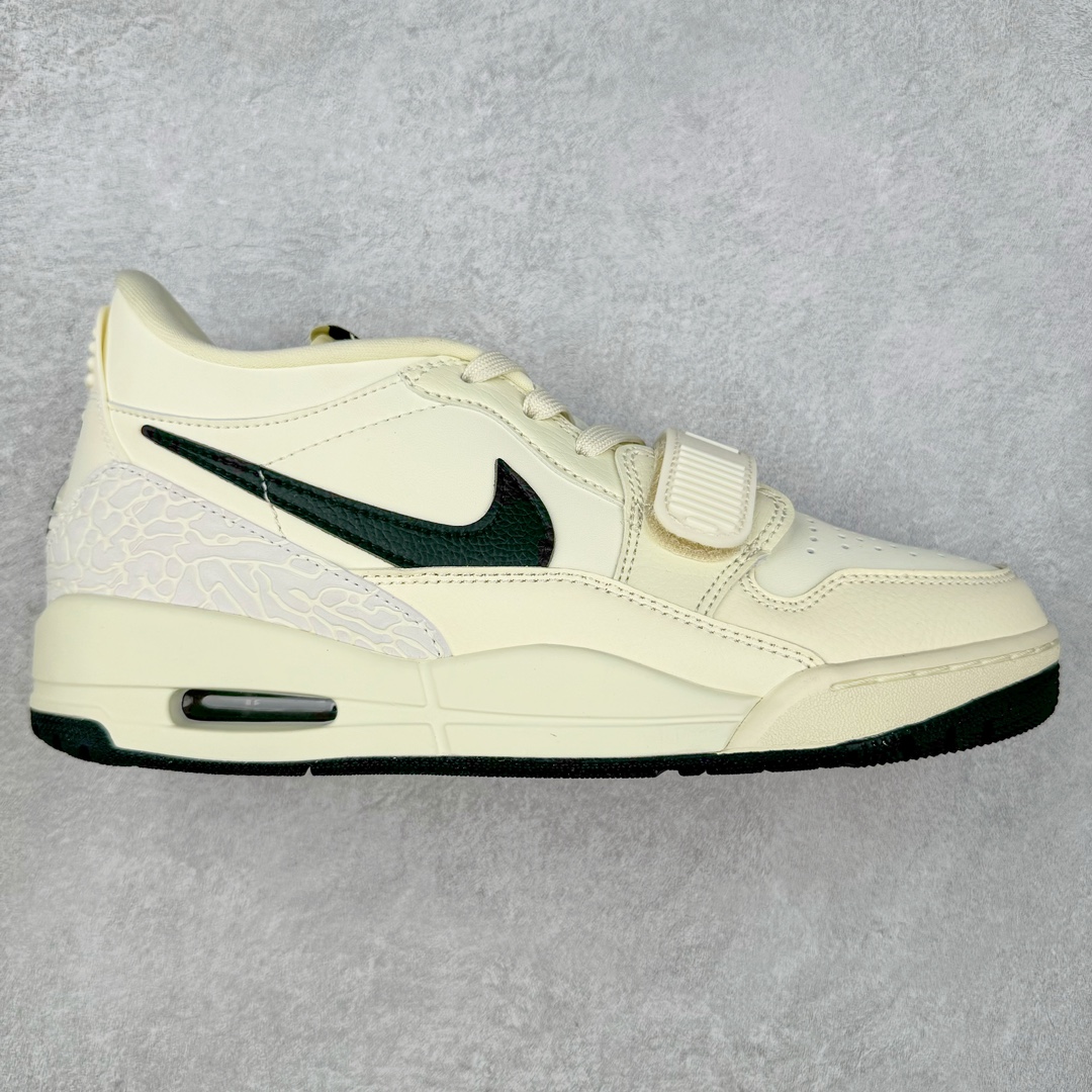 图片[5]-＃PB Air Jordan Legacy AJ312 Low 低帮复古篮球鞋 市场最强独一档产物 全套原纸板楦头开发 原厂大底磨具加持立体防滑纹理 原档数据后跟TPU子母扣魔术贴 原装可视Air Sole气垫 原汁原味最完美的312代版型 唯一正确鞋头趴度弧度高度鞋身腰线 进口港宝加持 后跟自然饱满 全鞋荧光划线卡点 追求极致完美 每一双都是工艺品 多重QC质检 超越公司货的品控标准 实实在在的免检产品 鞋身采用了皮革材质打造 横跨鞋面的魔术贴十分吸睛 侧面的Swoosh Logo的一部分被鞋面遮挡了一部分 颇具玩味 魔术贴上标有NK标识 而鞋舌上是Jordan的经典红色飞翼Logo 后跟和鞋底均采用了AJ3的设计 后跟上同样也使用了经典的爆裂纹图案 尺码：36 36.5 37.5 38 38.5 39 40 40.5 41 42 42.5 43 44 44.5 45 46 47.5-选品中心