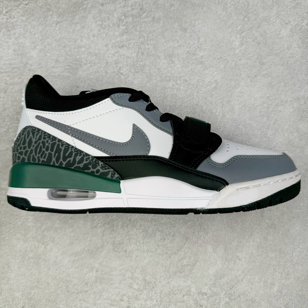 图片[4]-＃PB Air Jordan Legacy AJ312 Low 低帮复古篮球鞋 市场最强独一档产物 全套原纸板楦头开发 原厂大底磨具加持立体防滑纹理 原档数据后跟TPU子母扣魔术贴 原装可视Air Sole气垫 原汁原味最完美的312代版型 唯一正确鞋头趴度弧度高度鞋身腰线 进口港宝加持 后跟自然饱满 全鞋荧光划线卡点 追求极致完美 每一双都是工艺品 多重QC质检 超越公司货的品控标准 实实在在的免检产品 鞋身采用了皮革材质打造 横跨鞋面的魔术贴十分吸睛 侧面的Swoosh Logo的一部分被鞋面遮挡了一部分 颇具玩味 魔术贴上标有NK标识 而鞋舌上是Jordan的经典红色飞翼Logo 后跟和鞋底均采用了AJ3的设计 后跟上同样也使用了经典的爆裂纹图案 尺码：36 36.5 37.5 38 38.5 39 40 40.5 41 42 42.5 43 44 44.5 45 46 47.5-选品中心