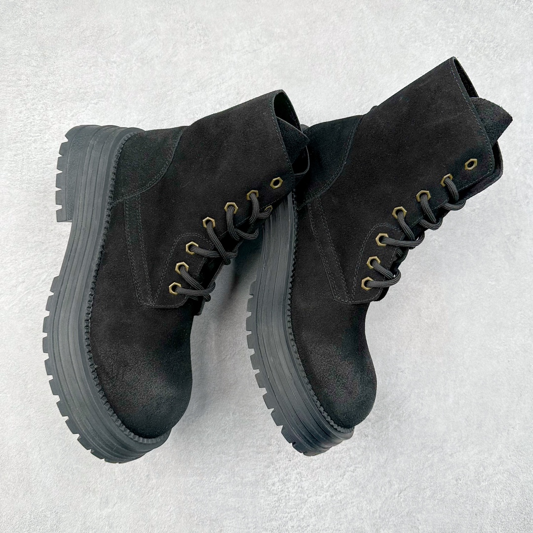 图片[3]-Miu Miu Biker Leather Boots 机车系列中帮潮流时装女士机车风休闲厚底马丁沙漠工装靴 MiuMiu缪缪 新品纯原级别发售# 硬控10秒大黄靴是整个秋冬穿搭灵魂 微翘大头鞋上脚超级显瘦 平底鞋脚感很软很轻不板脚 #增高5CM但完全不重 #头层麂皮绒材质 #可外翻两穿马丁靴 两种风格 #渐变做旧效果 尺码：35 36 37 38 39 40 41 三色可选：黄色 黑色 棕色-选品中心