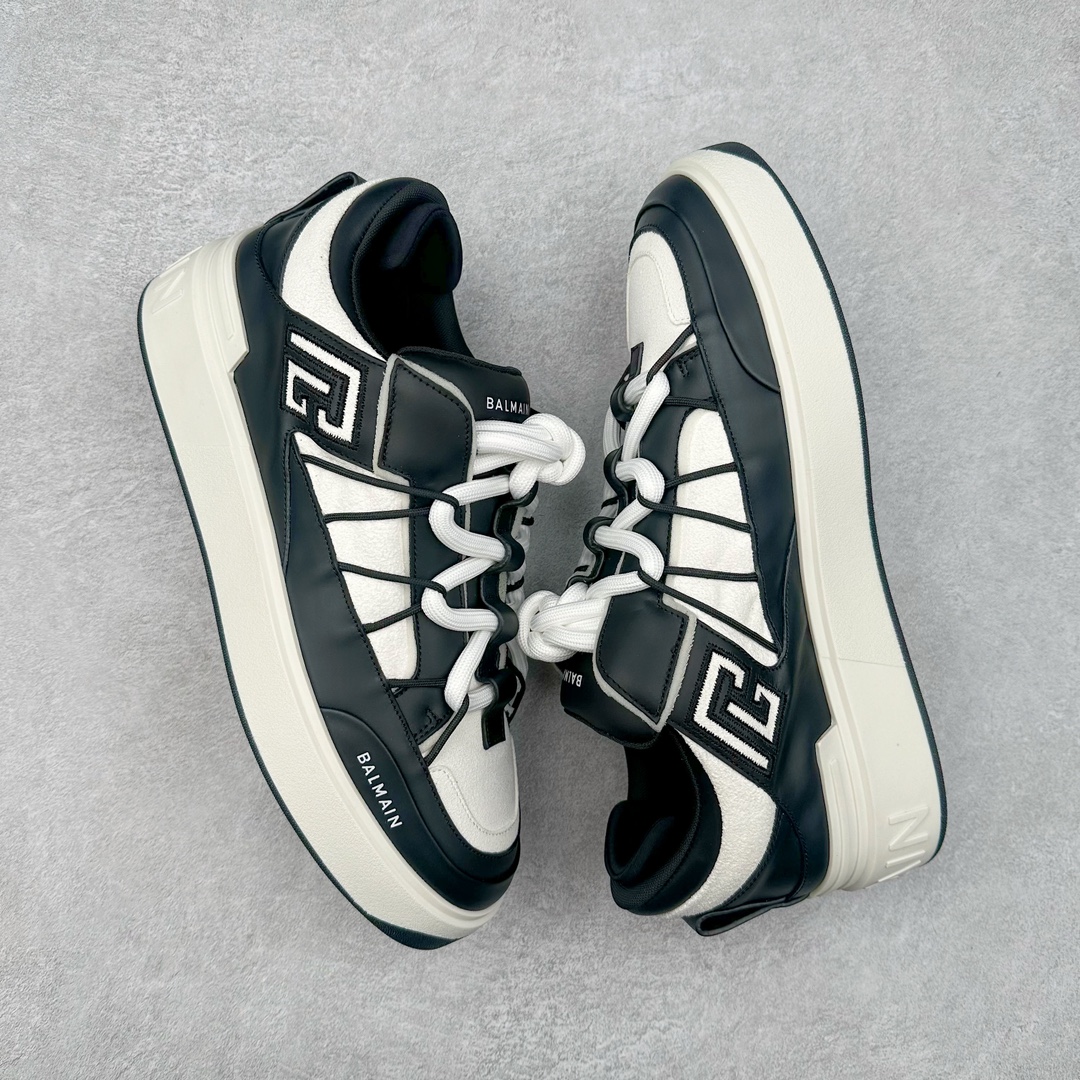 图片[3]-BALMAIN B-Court 巴尔曼小牛皮徽标刺绣低帮休闲男款板鞋 官网已经发售 平台力推流量热款 BALMAIN以其大胆而富有远见的廓形而著称 旨在为穿着者赋予力量 这款鞋履采用全身小牛皮鞋面拼接 牛皮内里垫脚 包裹性舒适性能强 鞋舌Balmain标志细节 鞋底独家开发私模 全网第一家出货 鞋后跟立体字母logo细节 鞋底Balmain标志 全套原版一致包装 尺码：39 40 41 42 43 44 45 46-选品中心