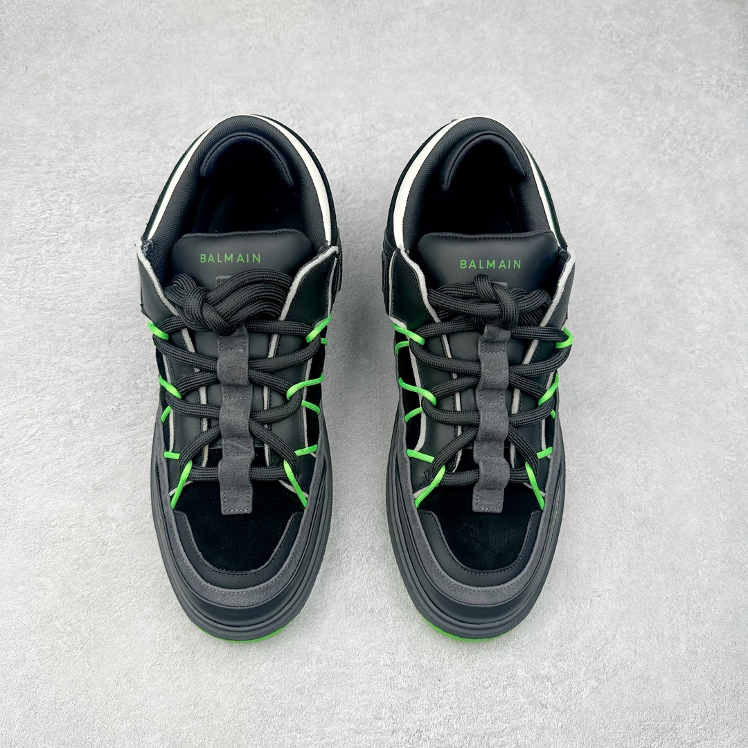 图片[2]-BALMAIN B-Court 巴尔曼小牛皮徽标刺绣低帮休闲男款板鞋 官网已经发售 平台力推流量热款 BALMAIN以其大胆而富有远见的廓形而著称 旨在为穿着者赋予力量 这款鞋履采用全身小牛皮鞋面拼接 牛皮内里垫脚 包裹性舒适性能强 鞋舌Balmain标志细节 鞋底独家开发私模 全网第一家出货 鞋后跟立体字母logo细节 鞋底Balmain标志 全套原版一致包装 尺码：39 40 41 42 43 44 45 46-选品中心