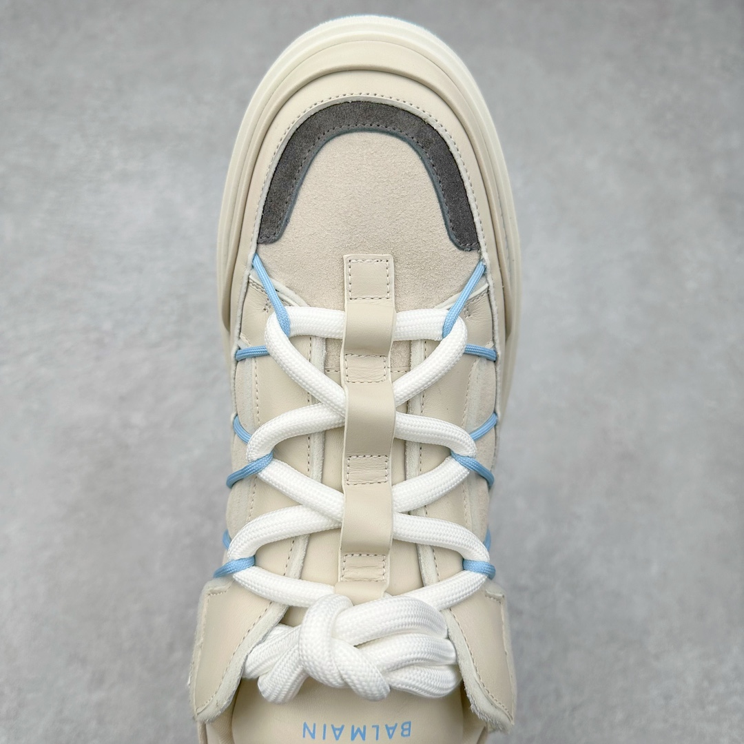 图片[4]-BALMAIN B-Court 巴尔曼小牛皮徽标刺绣低帮休闲男款板鞋 官网已经发售 平台力推流量热款 BALMAIN以其大胆而富有远见的廓形而著称 旨在为穿着者赋予力量 这款鞋履采用全身小牛皮鞋面拼接 牛皮内里垫脚 包裹性舒适性能强 鞋舌Balmain标志细节 鞋底独家开发私模 全网第一家出货 鞋后跟立体字母logo细节 鞋底Balmain标志 全套原版一致包装 尺码：39 40 41 42 43 44 45 46-选品中心