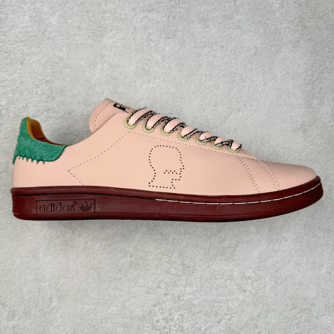 Brain Dead x AD originals STAN SMITH 史密斯时尚舒适耐磨低帮板鞋 男女同款 脑死亡联名粉绿 IH3434 此番依旧以阿迪经典的网球鞋型Stan Smith为蓝本，向传奇温布尔登冠军致敬。Brain Dead主理人Kyle Ng再次开晒，率先亮相的是一双纯白皮革搭配橡胶外底配色，鞋舌处印有灰色的\\\”adidas Stan Smith\\\”以及\\\”Brain Dead\\\”脑死亡经典头像，鞋带孔则以蓝色呈现，颜值不低。另一双浅粉色版本实物完整曝光，整体以粉色搭配深棕色大底，鞋带处抓毛做旧的设计辨识度拉满，后跟采用绿色翻毛材质打造。尺码：36 36.5 37.5 38 38.5 39 40 40.5 41 42 42.5 43 44 44.5 45-选品中心