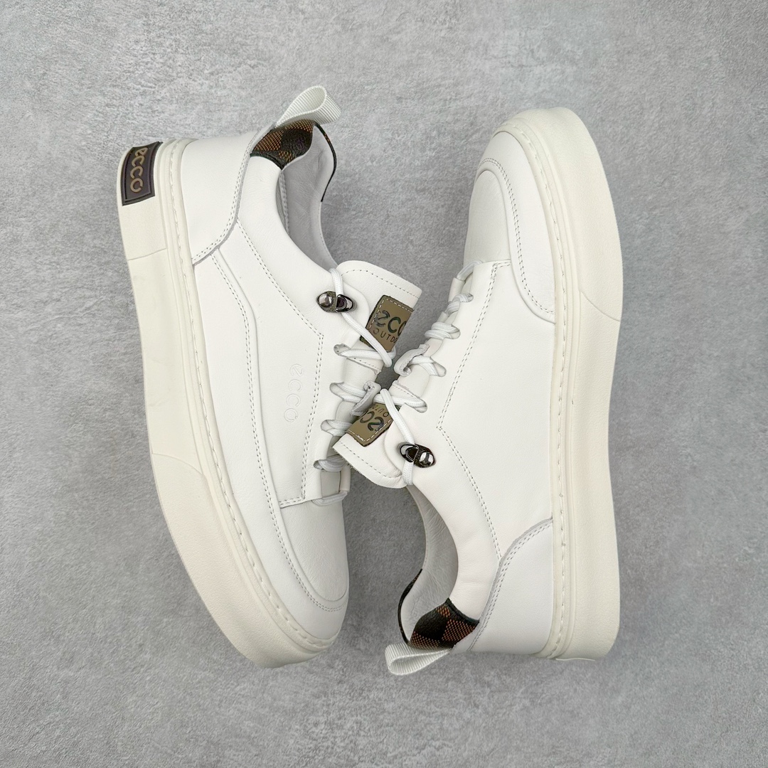 图片[3]-Ecco爱步潮流男鞋2024时尚街头 潮搭休闲鞋 男款百搭板鞋 街头系列 工艺牛皮鞋面 挺阔有型纹理清晰 柔韧耐穿 功能性鞋扣让系带更加贴合脚型 自由调节松紧，方便快捷 个性后鞋尾 凸显潮流新元素PU橡胶大底 柔韧耐穿防滑 助力日常舒适穿行 尺码：38 39 40 41 42 43 44 （皮鞋码）-选品中心