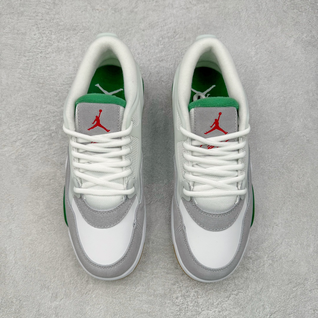 图片[2]-＃KZ纯原 Air Jordan AJ4 RM 重制版低帮复古篮球鞋 白绿绿松石 FQ7939-103 亲自操刀耗时半年巨作 全套原纸板楦头开发 确保原汁原味 完美呈现版型 一比一鞋头弧度高度鞋身弧度 原厂TPU 正确内里网布 菱角分明不变形无多余毛边 柔软性质感一致于原鞋 原厂织唛标 原厂飞人电绣工艺 尾指中部跳三针 独家绑鞋带手法 印刷中底布 四线拉帮 米色美纹纸贴合固定 进口港宝加持 后跟自然饱满 全鞋荧光划线卡点 追求极致完美 每一双都是工艺品 多重QC质检 超越公司货的品控标准 实实在在的免检产品 采用了低帮的设计 并保留了众多AJ4的经典元素 鞋身以皮革、麂皮材质拼接打造 AJ4经典的TPU材质延伸至后跟 增强鞋款稳定性 而鞋身侧面的网格设计则被取消 尾部的NIKE AIR标志也得到保留 并同时带有飞人logo 中底部分同样搭载了可视AIR气垫 鞋底采用米白色中底和外底呈现 为整个设计收尾 尺码：36 36.5 37.5 38 38.5 39 40 40.5 41 42 42.5 43 44 44.5 45 46 47.5-选品中心