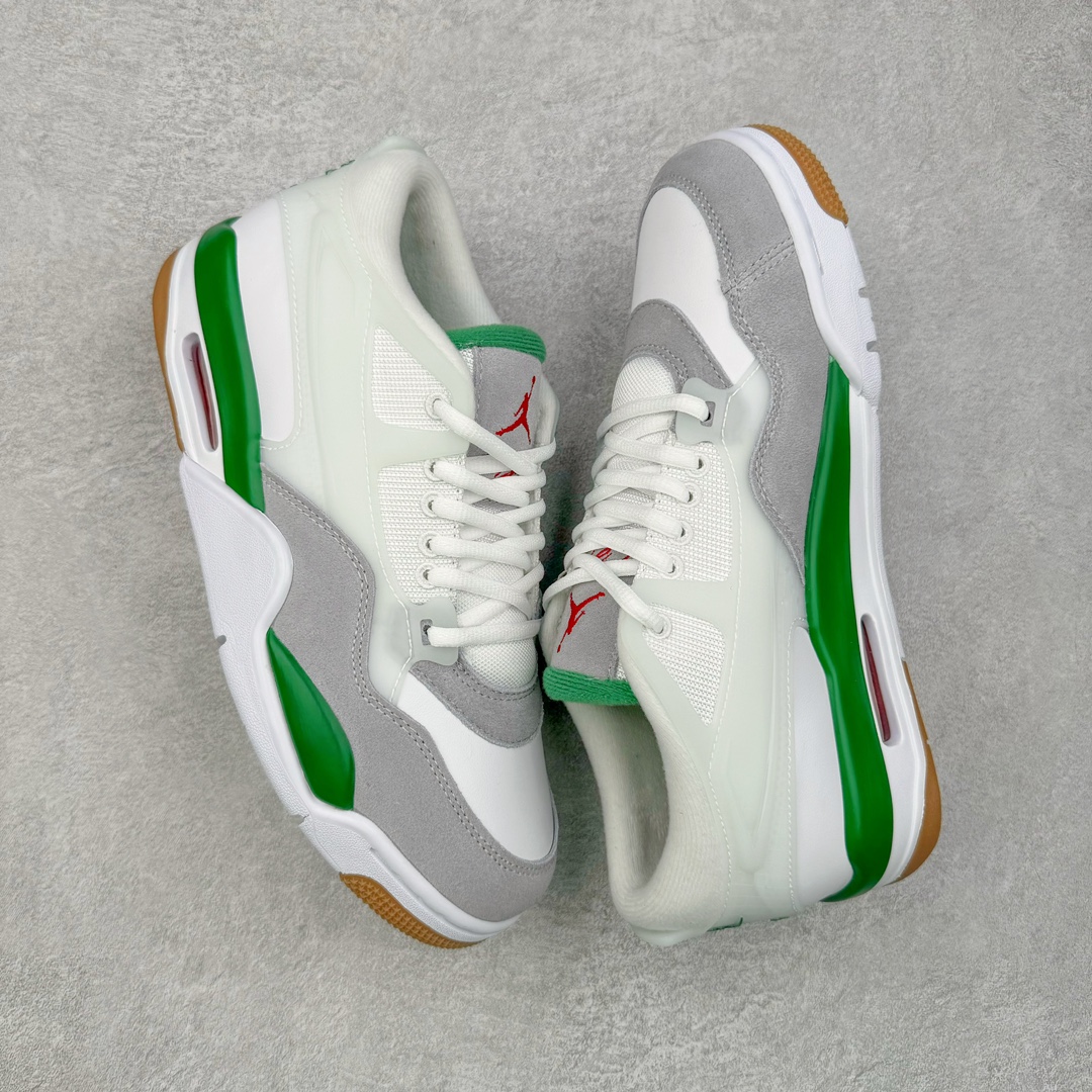 图片[3]-＃KZ纯原 Air Jordan AJ4 RM 重制版低帮复古篮球鞋 白绿绿松石 FQ7939-103 亲自操刀耗时半年巨作 全套原纸板楦头开发 确保原汁原味 完美呈现版型 一比一鞋头弧度高度鞋身弧度 原厂TPU 正确内里网布 菱角分明不变形无多余毛边 柔软性质感一致于原鞋 原厂织唛标 原厂飞人电绣工艺 尾指中部跳三针 独家绑鞋带手法 印刷中底布 四线拉帮 米色美纹纸贴合固定 进口港宝加持 后跟自然饱满 全鞋荧光划线卡点 追求极致完美 每一双都是工艺品 多重QC质检 超越公司货的品控标准 实实在在的免检产品 采用了低帮的设计 并保留了众多AJ4的经典元素 鞋身以皮革、麂皮材质拼接打造 AJ4经典的TPU材质延伸至后跟 增强鞋款稳定性 而鞋身侧面的网格设计则被取消 尾部的NIKE AIR标志也得到保留 并同时带有飞人logo 中底部分同样搭载了可视AIR气垫 鞋底采用米白色中底和外底呈现 为整个设计收尾 尺码：36 36.5 37.5 38 38.5 39 40 40.5 41 42 42.5 43 44 44.5 45 46 47.5-选品中心