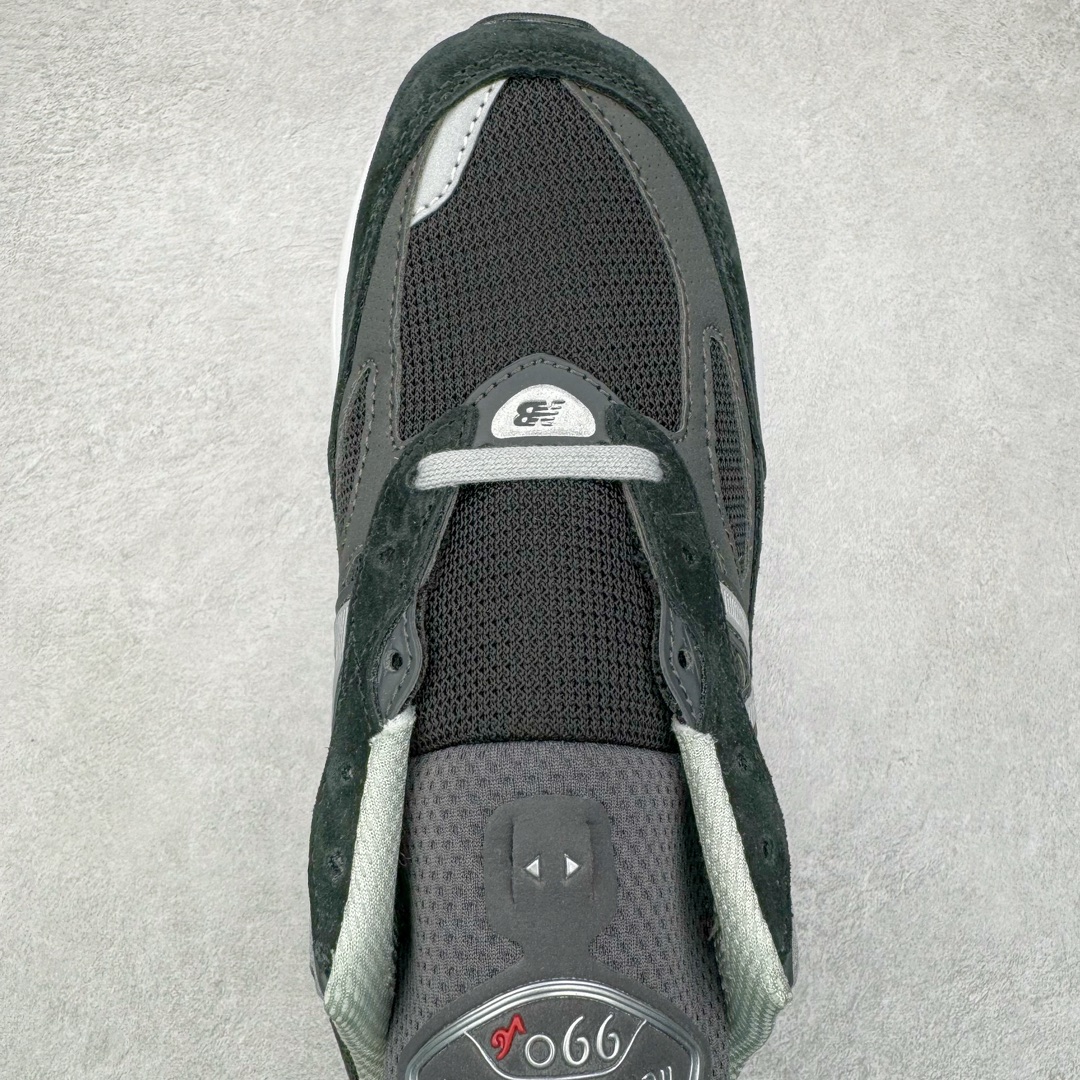 图片[4]-＃M纯原 New Balance M990BK6 新百伦NB990V6 黑灰 第六代总统复古慢跑鞋 正确3M反光细节 原楦原纸版开发 正确6层组合底模精密开发 后跟透明TPU水晶装饰条稳固 沿用了引以为傲的跑鞋手工技艺 采用猪皮绒面并包裹局部透气网面的鞋身设计 菱网鞋舌上刻有New Balance USA 鞋面依旧身着经典的大热之灰 彰显了其高端的品质身份 尺码：36 37 37.5 38 38.5 39 40 40.5 41.5 42 42.5 43 44 44.5 45 46.5-选品中心