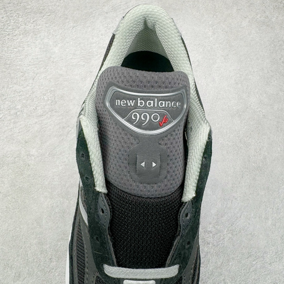 图片[5]-＃M纯原 New Balance M990BK6 新百伦NB990V6 黑灰 第六代总统复古慢跑鞋 正确3M反光细节 原楦原纸版开发 正确6层组合底模精密开发 后跟透明TPU水晶装饰条稳固 沿用了引以为傲的跑鞋手工技艺 采用猪皮绒面并包裹局部透气网面的鞋身设计 菱网鞋舌上刻有New Balance USA 鞋面依旧身着经典的大热之灰 彰显了其高端的品质身份 尺码：36 37 37.5 38 38.5 39 40 40.5 41.5 42 42.5 43 44 44.5 45 46.5-选品中心