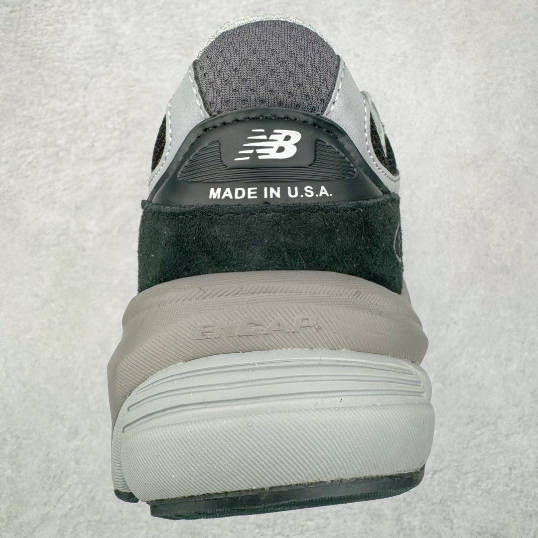 图片[8]-＃M纯原 New Balance M990BK6 新百伦NB990V6 黑灰 第六代总统复古慢跑鞋 正确3M反光细节 原楦原纸版开发 正确6层组合底模精密开发 后跟透明TPU水晶装饰条稳固 沿用了引以为傲的跑鞋手工技艺 采用猪皮绒面并包裹局部透气网面的鞋身设计 菱网鞋舌上刻有New Balance USA 鞋面依旧身着经典的大热之灰 彰显了其高端的品质身份 尺码：36 37 37.5 38 38.5 39 40 40.5 41.5 42 42.5 43 44 44.5 45 46.5-选品中心