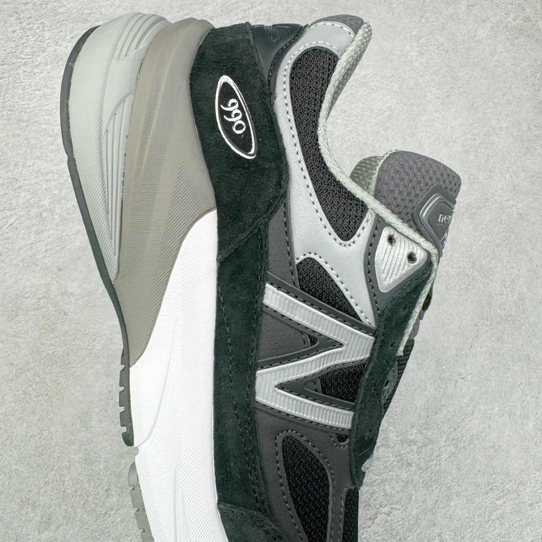 图片[6]-＃M纯原 New Balance M990BK6 新百伦NB990V6 黑灰 第六代总统复古慢跑鞋 正确3M反光细节 原楦原纸版开发 正确6层组合底模精密开发 后跟透明TPU水晶装饰条稳固 沿用了引以为傲的跑鞋手工技艺 采用猪皮绒面并包裹局部透气网面的鞋身设计 菱网鞋舌上刻有New Balance USA 鞋面依旧身着经典的大热之灰 彰显了其高端的品质身份 尺码：36 37 37.5 38 38.5 39 40 40.5 41.5 42 42.5 43 44 44.5 45 46.5-选品中心