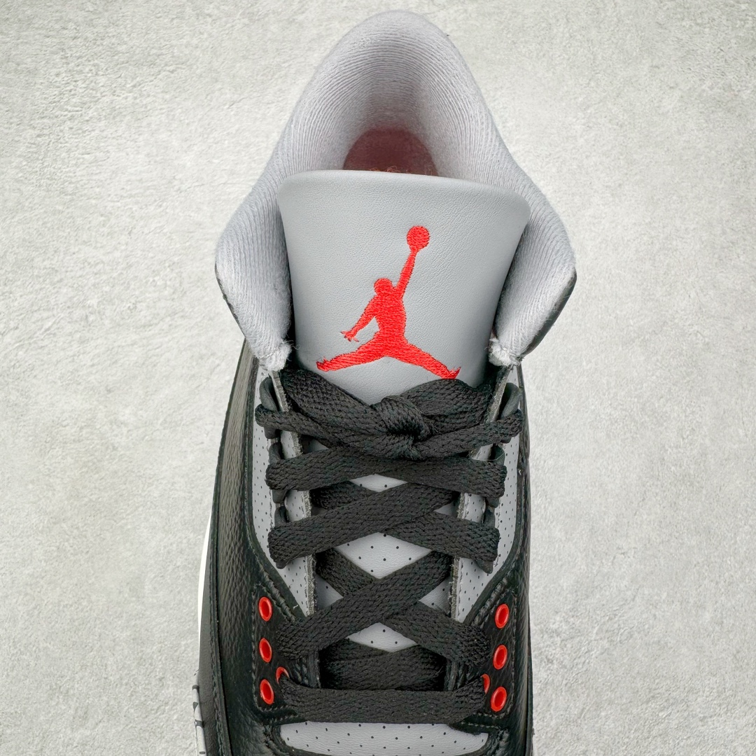 图片[5]-＃KZ神版 Air Jordan AJ3 Retro 复刻黑水泥 DN3707-010 独家外贸特供尺码含45.5 48.5 国内外口碑最好最推荐的产品 市场中端王者 亲自操刀耗时半年巨作 全套原纸板楦头开发 原厂大底磨具加持立体防滑纹理 原装可视Air Sole气垫 原汁原味最完美的三代版型 唯一正确鞋头趴度弧度高度鞋身腰线 此版本只针对中端市场 皮料材质有所更替 其他数据细节工艺流程均保持一致 绝不口嗨 细节品控鞋型随意秒杀市面3XX 4XX 原厂TPU后跟饰片 正确内里反口里网布 皮料菱角分明不变形无多余毛边 正确手工大底描漆拉丝 市场唯一原厂鞋扣模具 原厂织唛标 原厂飞人电绣工艺 尾指中部跳三针 独家绑鞋带手法 印刷中底布 四线拉帮 米色美纹纸贴合固定 进口港宝加持 后跟自然饱满 全鞋荧光划线卡点 追求极致完美 每一双都是工艺品 多重QC质检 超越公司货的品控标准 实实在在的免检产品 尺码：40 40.5 41 42 42.5 43 44 44.5 45 45.5 46 47.5 48.5-选品中心