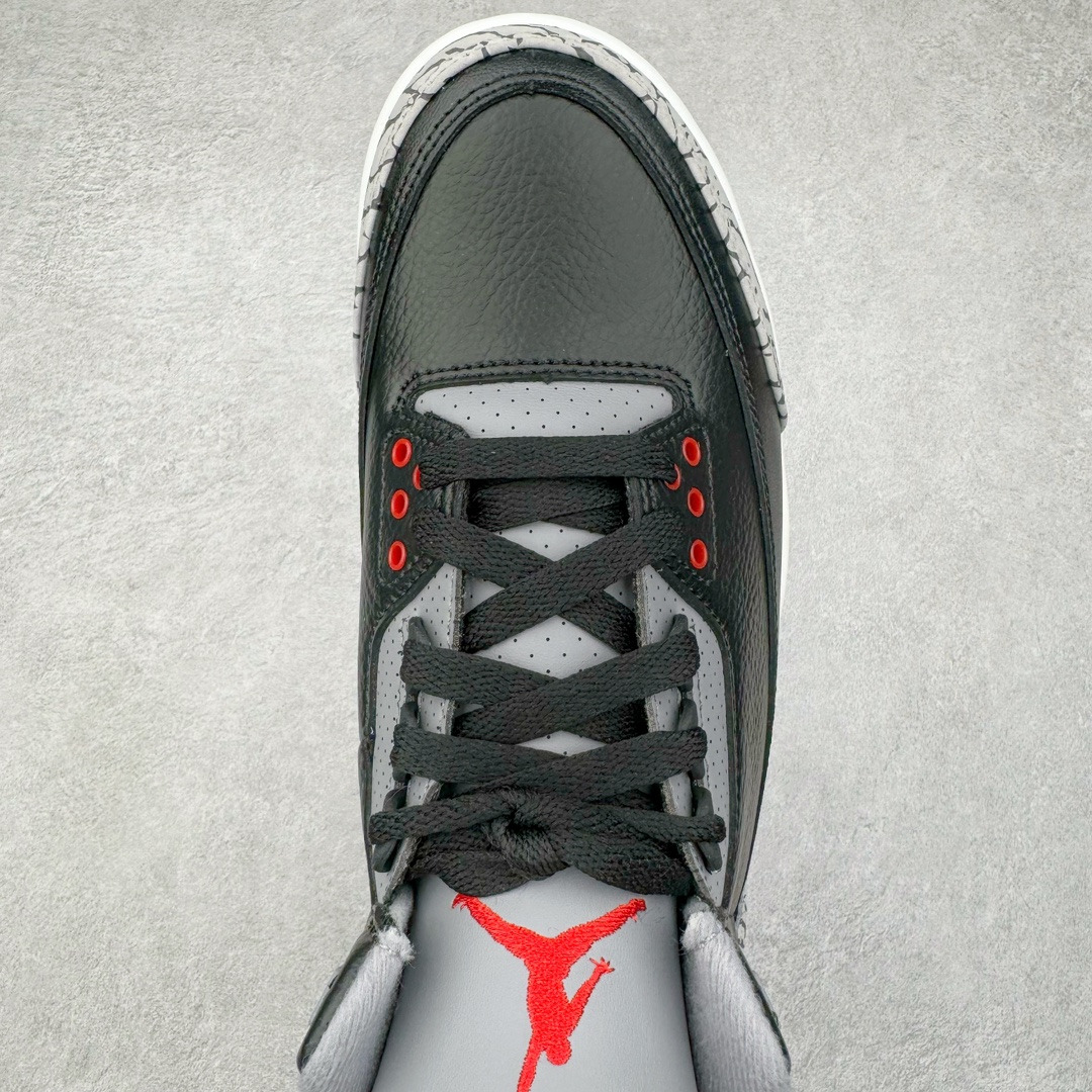 图片[4]-＃KZ神版 Air Jordan AJ3 Retro 复刻黑水泥 DN3707-010 独家外贸特供尺码含45.5 48.5 国内外口碑最好最推荐的产品 市场中端王者 亲自操刀耗时半年巨作 全套原纸板楦头开发 原厂大底磨具加持立体防滑纹理 原装可视Air Sole气垫 原汁原味最完美的三代版型 唯一正确鞋头趴度弧度高度鞋身腰线 此版本只针对中端市场 皮料材质有所更替 其他数据细节工艺流程均保持一致 绝不口嗨 细节品控鞋型随意秒杀市面3XX 4XX 原厂TPU后跟饰片 正确内里反口里网布 皮料菱角分明不变形无多余毛边 正确手工大底描漆拉丝 市场唯一原厂鞋扣模具 原厂织唛标 原厂飞人电绣工艺 尾指中部跳三针 独家绑鞋带手法 印刷中底布 四线拉帮 米色美纹纸贴合固定 进口港宝加持 后跟自然饱满 全鞋荧光划线卡点 追求极致完美 每一双都是工艺品 多重QC质检 超越公司货的品控标准 实实在在的免检产品 尺码：40 40.5 41 42 42.5 43 44 44.5 45 45.5 46 47.5 48.5-选品中心