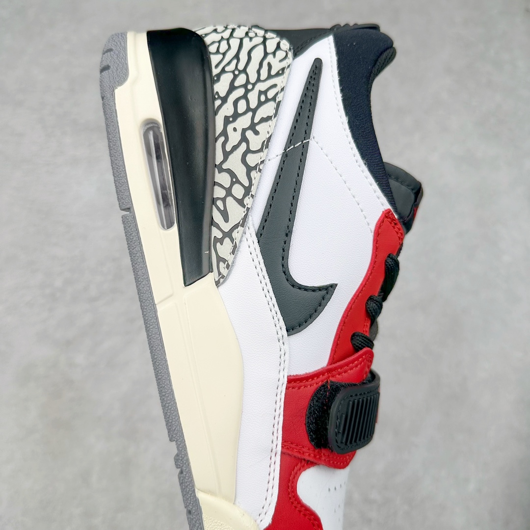图片[6]-＃TG头层特价福利 Air Jordan Legacy AJ312 复古篮球鞋 鞋身采用了皮革材质打造 横跨鞋面的魔术贴十分吸睛 侧面的Swoosh Logo的一部分被鞋面遮挡了一部分 颇具玩味 魔术贴上标有NK标识 而鞋舌上是Jordan的经典红色飞翼Logo 后跟和鞋底均采用了AJ3的设计 后跟上同样也使用了经典的爆裂纹图案 尺码：35.5 36 36.5 37.5 38 38.5 39 40 40.5 41 42 42.5 43 44 44.5 45 46 47.5-选品中心