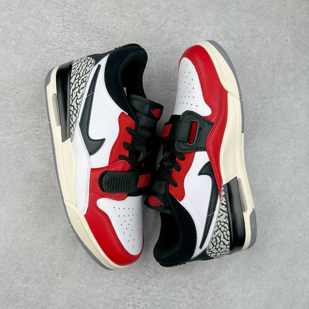 图片[3]-＃TG头层特价福利 Air Jordan Legacy AJ312 复古篮球鞋 鞋身采用了皮革材质打造 横跨鞋面的魔术贴十分吸睛 侧面的Swoosh Logo的一部分被鞋面遮挡了一部分 颇具玩味 魔术贴上标有NK标识 而鞋舌上是Jordan的经典红色飞翼Logo 后跟和鞋底均采用了AJ3的设计 后跟上同样也使用了经典的爆裂纹图案 尺码：35.5 36 36.5 37.5 38 38.5 39 40 40.5 41 42 42.5 43 44 44.5 45 46 47.5-选品中心