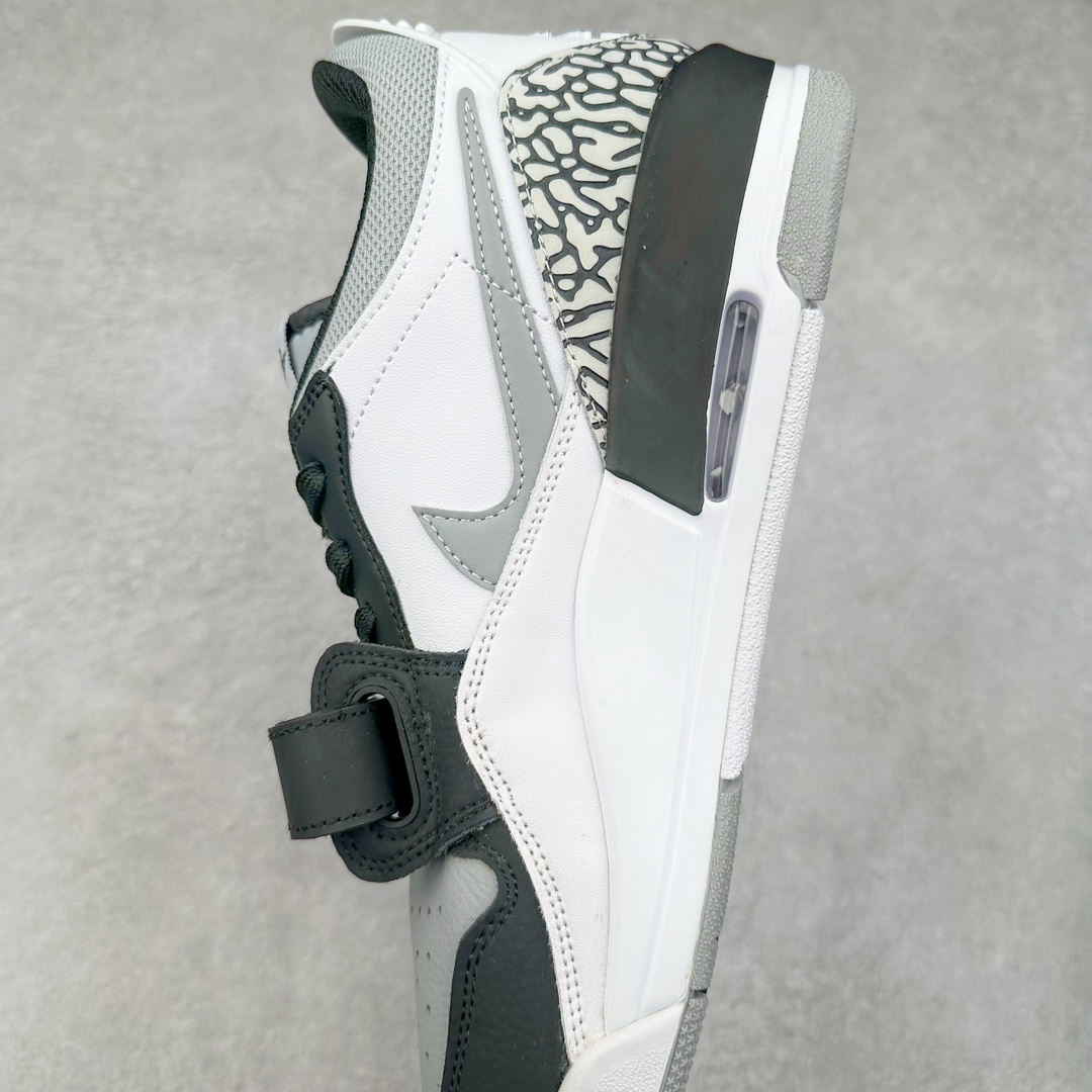 图片[7]-＃TG头层特价福利 Air Jordan Legacy AJ312 复古篮球鞋 鞋身采用了皮革材质打造 横跨鞋面的魔术贴十分吸睛 侧面的Swoosh Logo的一部分被鞋面遮挡了一部分 颇具玩味 魔术贴上标有NK标识 而鞋舌上是Jordan的经典红色飞翼Logo 后跟和鞋底均采用了AJ3的设计 后跟上同样也使用了经典的爆裂纹图案 尺码：35.5 36 36.5 37.5 38 38.5 39 40 40.5 41 42 42.5 43 44 44.5 45 46 47.5-选品中心