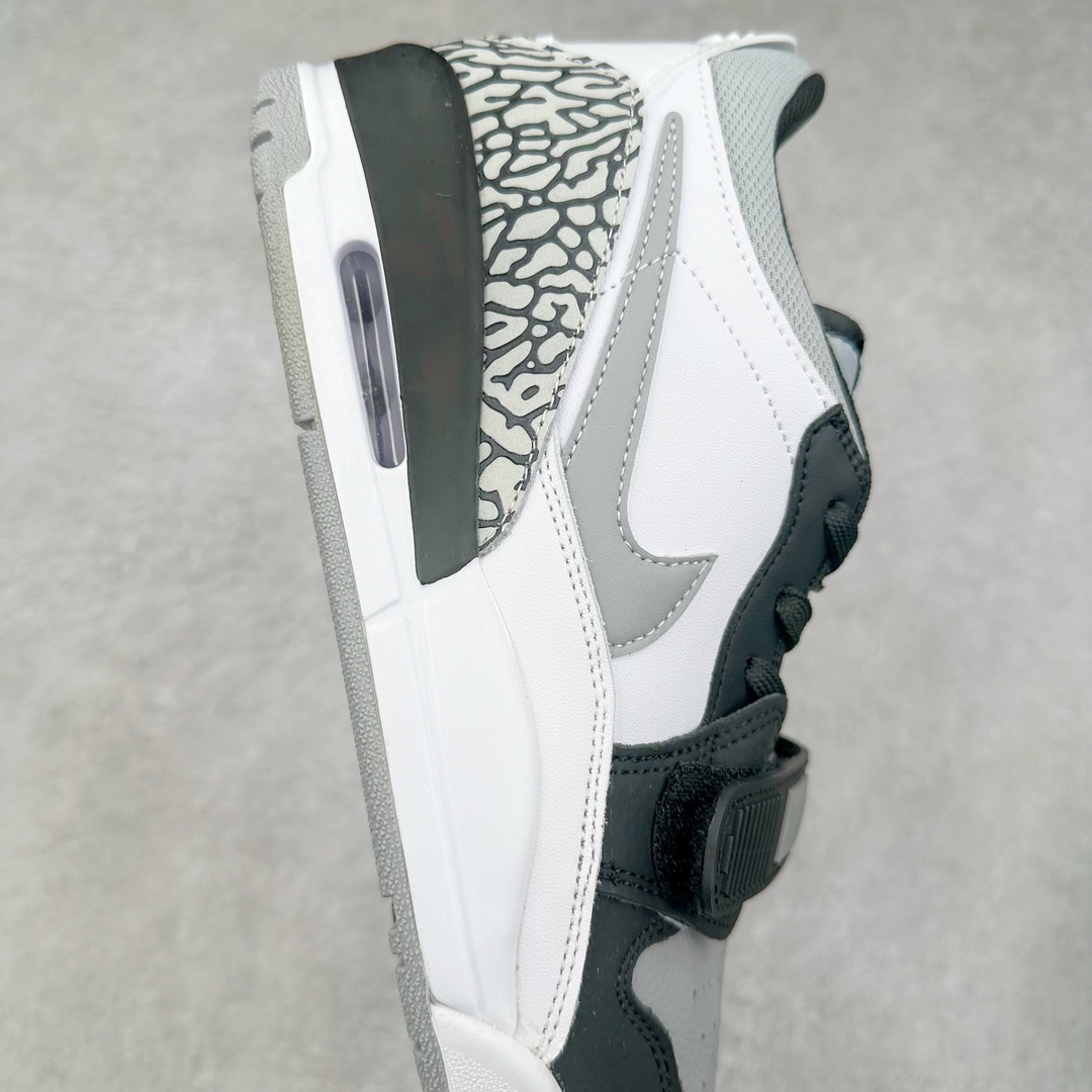 图片[6]-＃TG头层特价福利 Air Jordan Legacy AJ312 复古篮球鞋 鞋身采用了皮革材质打造 横跨鞋面的魔术贴十分吸睛 侧面的Swoosh Logo的一部分被鞋面遮挡了一部分 颇具玩味 魔术贴上标有NK标识 而鞋舌上是Jordan的经典红色飞翼Logo 后跟和鞋底均采用了AJ3的设计 后跟上同样也使用了经典的爆裂纹图案 尺码：35.5 36 36.5 37.5 38 38.5 39 40 40.5 41 42 42.5 43 44 44.5 45 46 47.5-选品中心