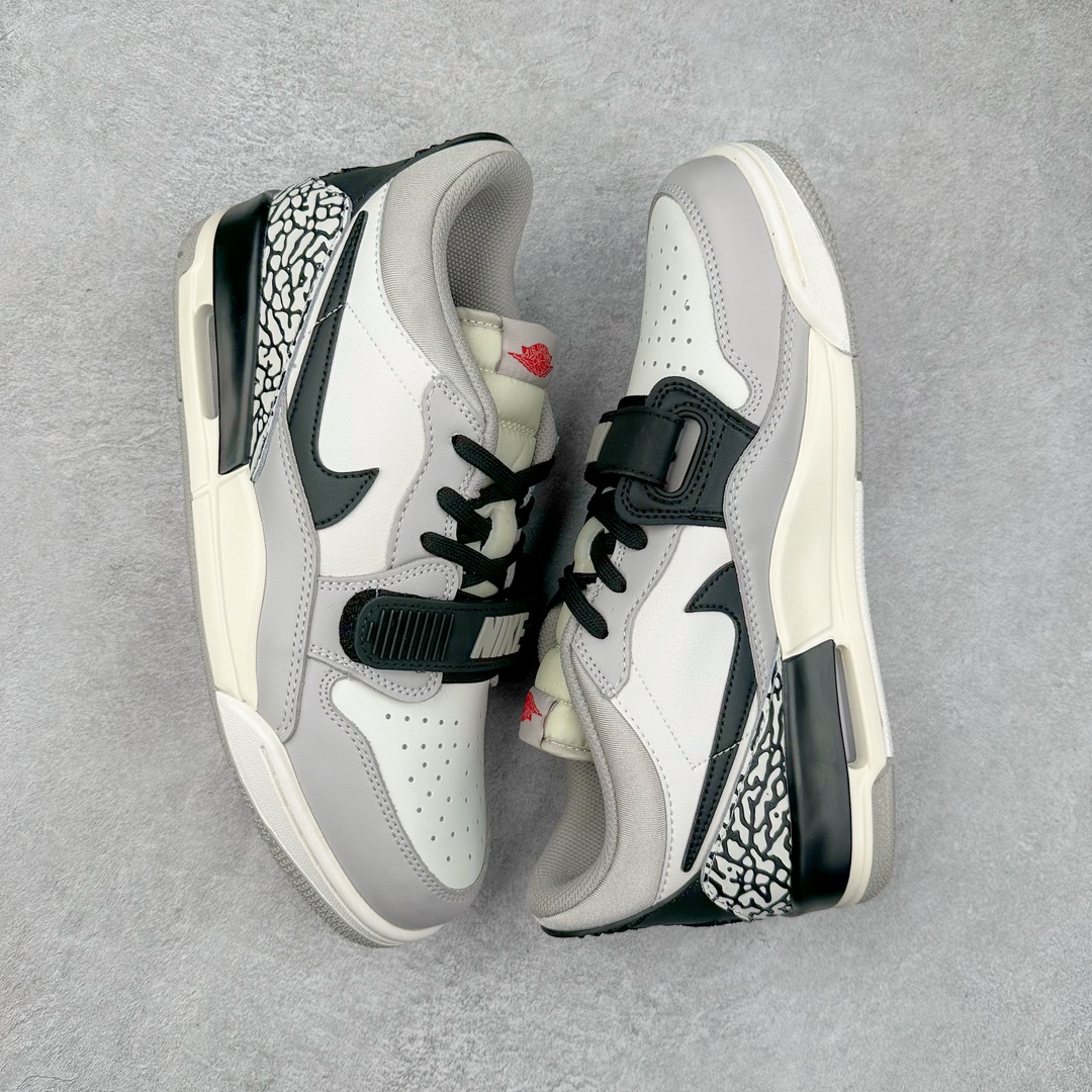 图片[3]-＃TG头层特价福利 Air Jordan Legacy AJ312 复古篮球鞋 鞋身采用了皮革材质打造 横跨鞋面的魔术贴十分吸睛 侧面的Swoosh Logo的一部分被鞋面遮挡了一部分 颇具玩味 魔术贴上标有NK标识 而鞋舌上是Jordan的经典红色飞翼Logo 后跟和鞋底均采用了AJ3的设计 后跟上同样也使用了经典的爆裂纹图案 尺码：35.5 36 36.5 37.5 38 38.5 39 40 40.5 41 42 42.5 43 44 44.5 45 46 47.5-选品中心