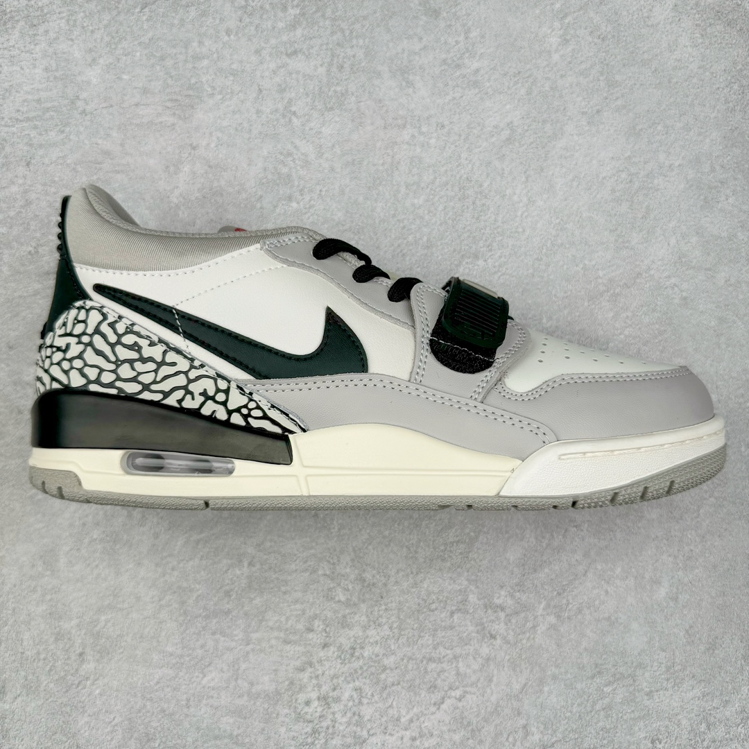 图片[2]-＃TG头层特价福利 Air Jordan Legacy AJ312 复古篮球鞋 鞋身采用了皮革材质打造 横跨鞋面的魔术贴十分吸睛 侧面的Swoosh Logo的一部分被鞋面遮挡了一部分 颇具玩味 魔术贴上标有NK标识 而鞋舌上是Jordan的经典红色飞翼Logo 后跟和鞋底均采用了AJ3的设计 后跟上同样也使用了经典的爆裂纹图案 尺码：35.5 36 36.5 37.5 38 38.5 39 40 40.5 41 42 42.5 43 44 44.5 45 46 47.5-选品中心