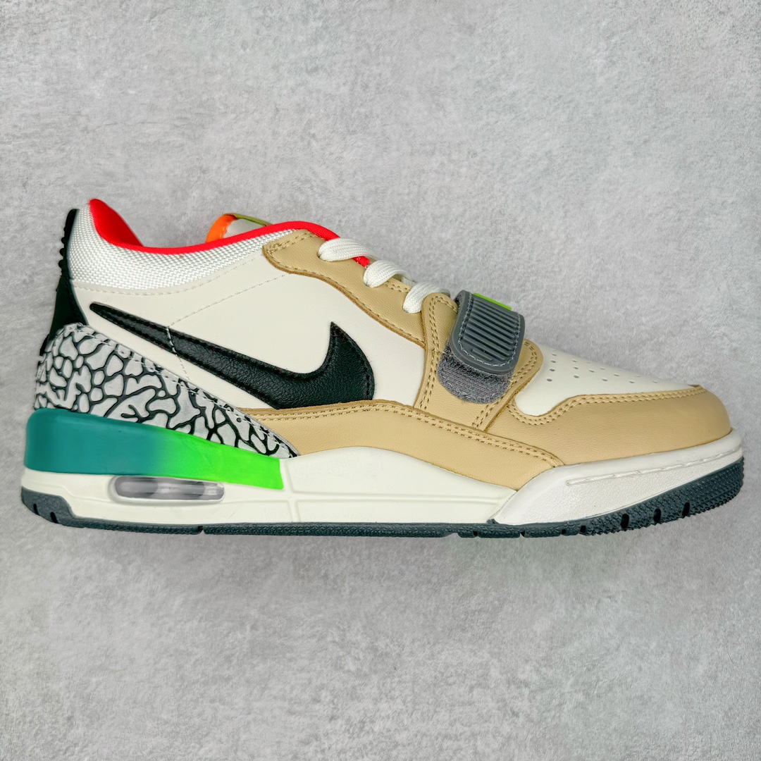 图片[4]-＃TG头层特价福利 Air Jordan Legacy AJ312 复古篮球鞋 鞋身采用了皮革材质打造 横跨鞋面的魔术贴十分吸睛 侧面的Swoosh Logo的一部分被鞋面遮挡了一部分 颇具玩味 魔术贴上标有NK标识 而鞋舌上是Jordan的经典红色飞翼Logo 后跟和鞋底均采用了AJ3的设计 后跟上同样也使用了经典的爆裂纹图案 尺码：35.5 36 36.5 37.5 38 38.5 39 40 40.5 41 42 42.5 43 44 44.5 45 46 47.5-选品中心