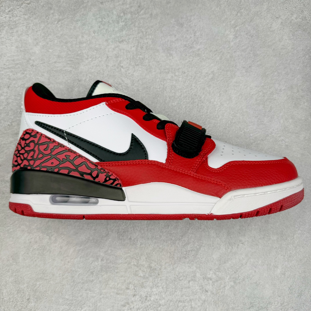 图片[7]-＃TG头层特价福利 Air Jordan Legacy AJ312 复古篮球鞋 鞋身采用了皮革材质打造 横跨鞋面的魔术贴十分吸睛 侧面的Swoosh Logo的一部分被鞋面遮挡了一部分 颇具玩味 魔术贴上标有NK标识 而鞋舌上是Jordan的经典红色飞翼Logo 后跟和鞋底均采用了AJ3的设计 后跟上同样也使用了经典的爆裂纹图案 尺码：35.5 36 36.5 37.5 38 38.5 39 40 40.5 41 42 42.5 43 44 44.5 45 46 47.5-选品中心