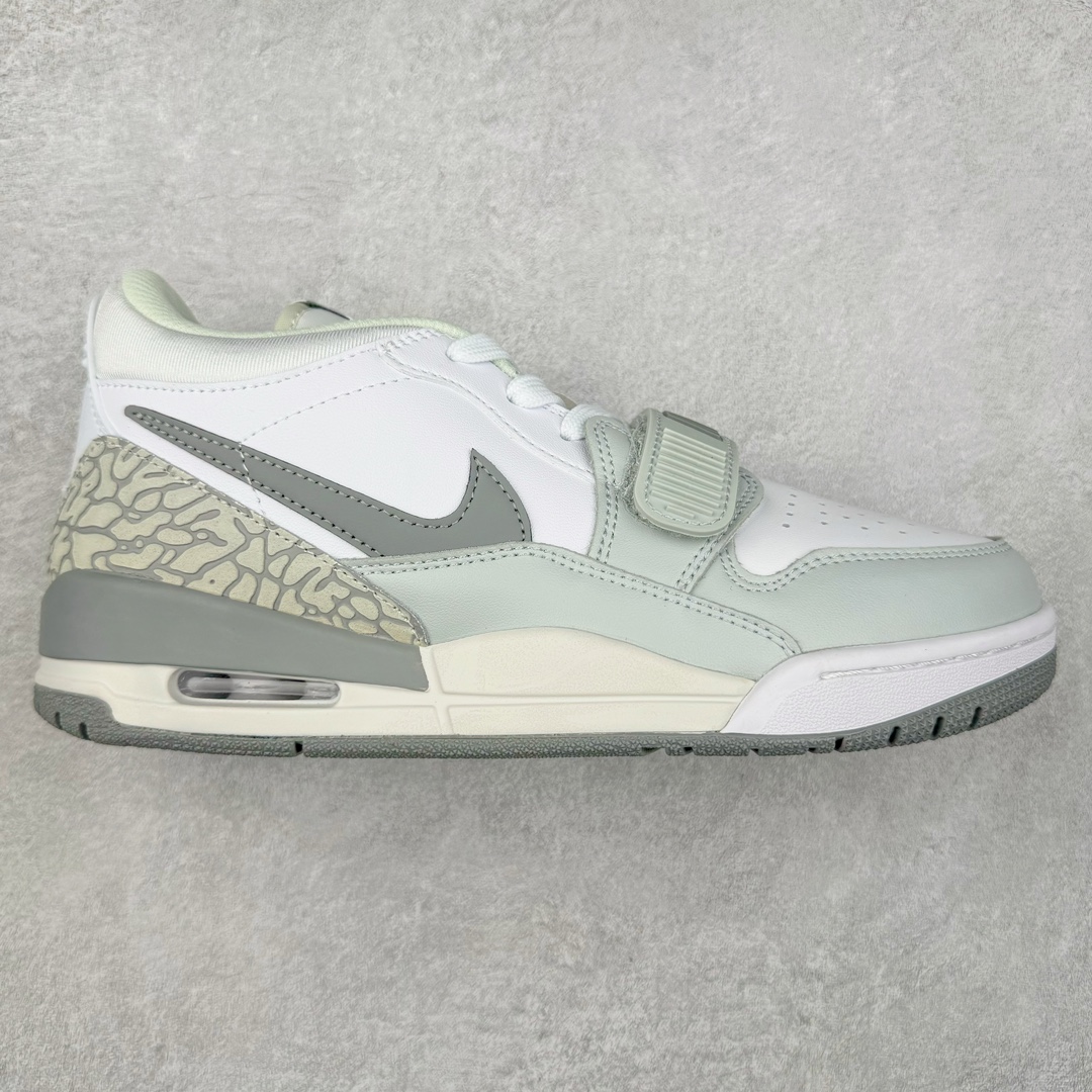 图片[3]-＃TG头层特价福利 Air Jordan Legacy AJ312 复古篮球鞋 鞋身采用了皮革材质打造 横跨鞋面的魔术贴十分吸睛 侧面的Swoosh Logo的一部分被鞋面遮挡了一部分 颇具玩味 魔术贴上标有NK标识 而鞋舌上是Jordan的经典红色飞翼Logo 后跟和鞋底均采用了AJ3的设计 后跟上同样也使用了经典的爆裂纹图案 尺码：35.5 36 36.5 37.5 38 38.5 39 40 40.5 41 42 42.5 43 44 44.5 45 46 47.5-选品中心