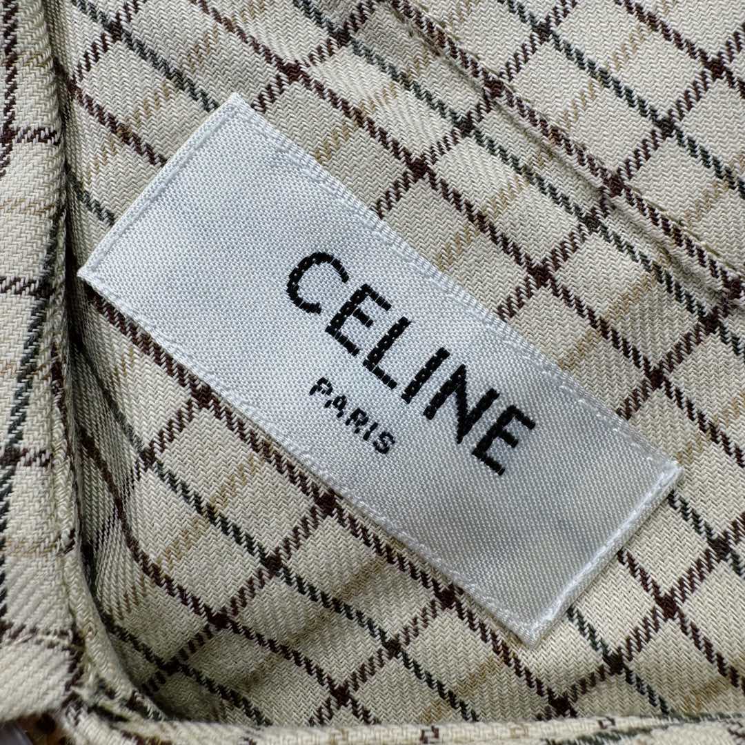 图片[14]-＃GD广顶 CELINE 赛琳 塔特萨尔尖领格纹纽扣长袖衬衫 淡黄色【塔特萨尔格纹衬衫】官网价：8300￥（1924T）采用【色织格子衬衫面料】经纬纱采用【60S双股紧密赛络纺】纬纱【订染大货面料颜色】【经纬密度160*140】前幅+口袋采用【还原华格子手工裁剪】【日本田岛绣花机刺绣小logo】配套【天然贝壳白蝶贝焗色封釉手缝扣】尺码：38 39 40 41-选品中心