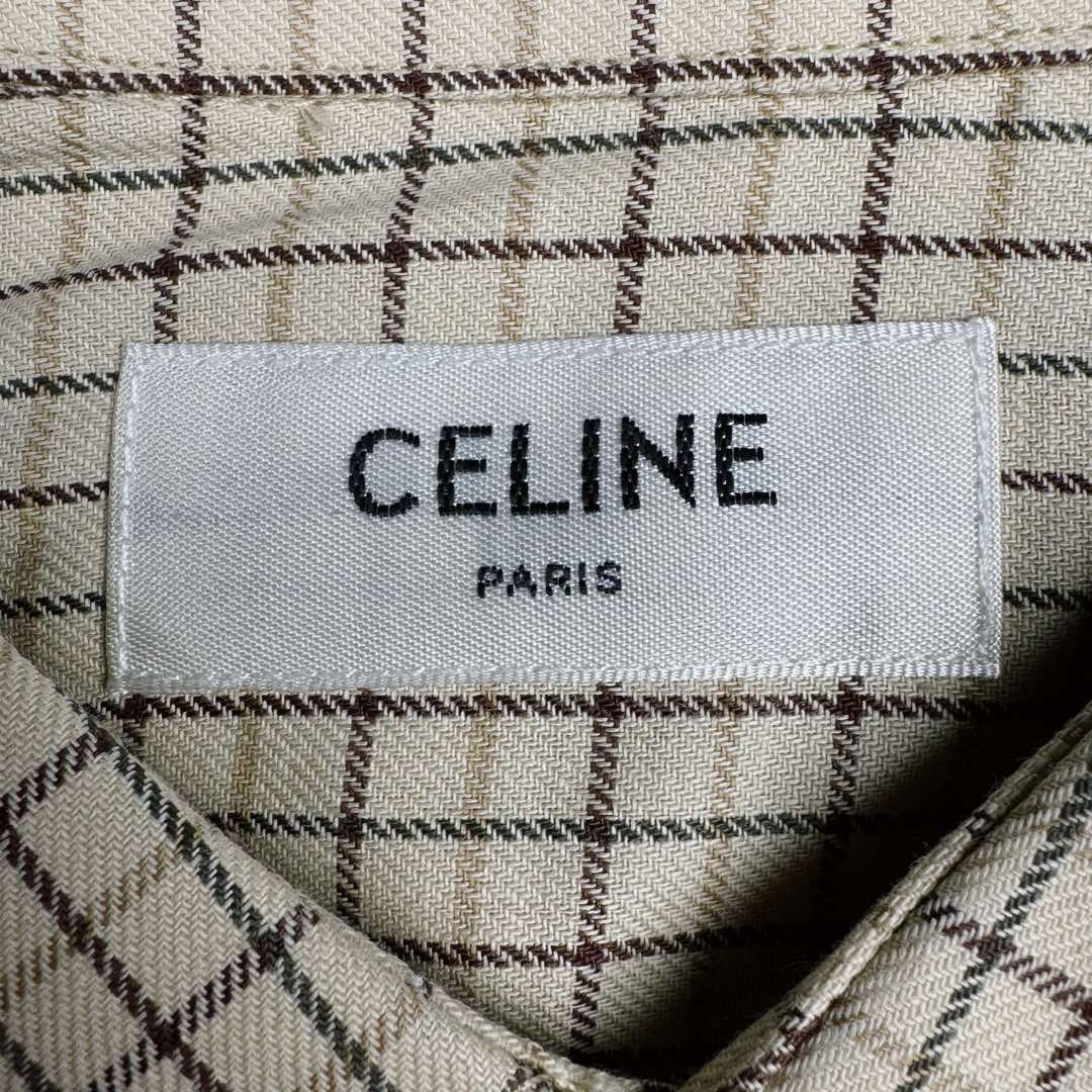 图片[12]-＃GD广顶 CELINE 赛琳 塔特萨尔尖领格纹纽扣长袖衬衫 淡黄色【塔特萨尔格纹衬衫】官网价：8300￥（1924T）采用【色织格子衬衫面料】经纬纱采用【60S双股紧密赛络纺】纬纱【订染大货面料颜色】【经纬密度160*140】前幅+口袋采用【还原华格子手工裁剪】【日本田岛绣花机刺绣小logo】配套【天然贝壳白蝶贝焗色封釉手缝扣】尺码：38 39 40 41-选品中心