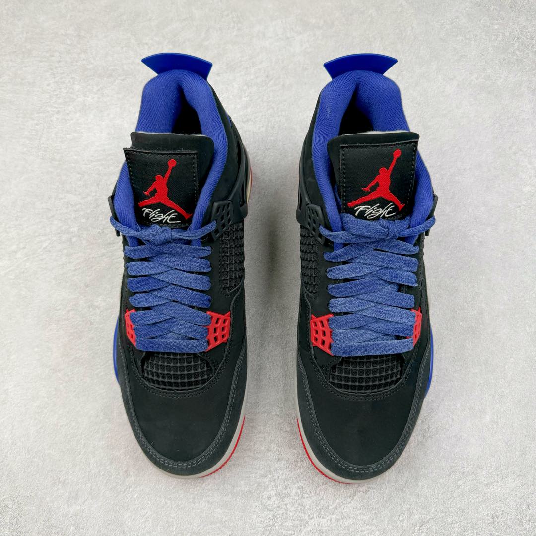图片[2]-＃KZ神版 Air Jordan AJ4 Rare Air Laser 黑蓝红 FV5029-003 独家外贸特供尺码含 45.5 49.5 50.5 国内外口碑最好最推荐的产品 市场中端王者 亲自操刀耗时半年巨作 全套原纸板楦头开发 确保原汁原味 完美呈现四代版型 一比一鞋头弧度高度鞋身弧度 此版本只针对中端市场 皮料材质有所更替 其他数据细节工艺流程均保持一致 绝不口嗨 细节品控鞋型随意秒杀市面3XX 4XX 原厂TPU网格鞋带扣 正确内里网布 菱角分明不变形无多余毛边 柔软性质感一致于原鞋 市场唯一原厂鞋扣模具 背面可见隐藏注塑口 原厂织唛标 原厂飞人电绣工艺 尾指中部跳三针 独家绑鞋带手法 印刷中底布 四线拉帮 米色美纹纸贴合固定 进口港宝加持 后跟自然饱满 全鞋荧光划线卡点 追求极致完美 每一双都是工艺品 多重QC质检 超越公司货的品控标准 实实在在的免检产品 尺码：40 40.5 41 42 42.5 43 44 44.5 45 45.5 46 47.5 48.5 49.5 50.5-选品中心