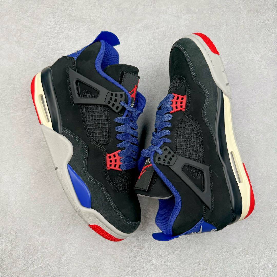 图片[3]-＃KZ神版 Air Jordan AJ4 Rare Air Laser 黑蓝红 FV5029-003 独家外贸特供尺码含 45.5 49.5 50.5 国内外口碑最好最推荐的产品 市场中端王者 亲自操刀耗时半年巨作 全套原纸板楦头开发 确保原汁原味 完美呈现四代版型 一比一鞋头弧度高度鞋身弧度 此版本只针对中端市场 皮料材质有所更替 其他数据细节工艺流程均保持一致 绝不口嗨 细节品控鞋型随意秒杀市面3XX 4XX 原厂TPU网格鞋带扣 正确内里网布 菱角分明不变形无多余毛边 柔软性质感一致于原鞋 市场唯一原厂鞋扣模具 背面可见隐藏注塑口 原厂织唛标 原厂飞人电绣工艺 尾指中部跳三针 独家绑鞋带手法 印刷中底布 四线拉帮 米色美纹纸贴合固定 进口港宝加持 后跟自然饱满 全鞋荧光划线卡点 追求极致完美 每一双都是工艺品 多重QC质检 超越公司货的品控标准 实实在在的免检产品 尺码：40 40.5 41 42 42.5 43 44 44.5 45 45.5 46 47.5 48.5 49.5 50.5-选品中心