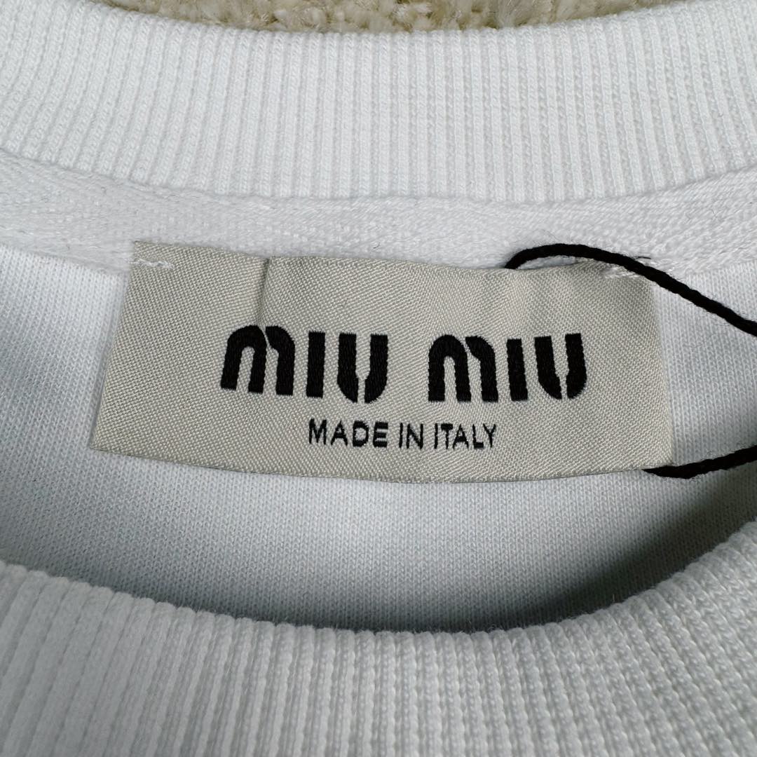 图片[10]-＃GD广顶 MIU MIU SS23 缪缪字母Logo刺绣圆领套头长袖T恤 面料采用340克双面织法长绒棉面料（正反一样舒服）logo开模冲模并非激光烧化有烧焦感 自购特种机刺绣logo非常完美 logo部分为双层面料三标辅料全部定制 尺码：S M L XL-选品中心