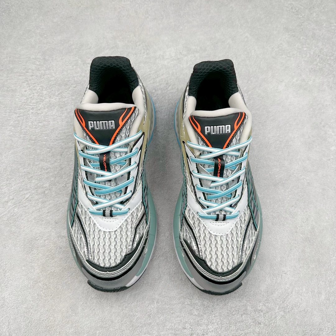 图片[2]-PUMA Velophasis 舒适潮流防滑低帮老爹鞋 全球知名运动品牌彪马推出全新鞋款VELOPHASIS，以千禧年代的无尽创意演绎PUMA复合型运动鞋款，引领复古美学新风尚。全新鞋款VELOPHASIS从PUMA品牌历史档案中千禧时代极具标志性的COMPLETE鞋型中汲取灵感，该系列专为跑步运动而生，推动了包括iCELL、e+CELL以及EverRide在内的多项具有革命代表性的品牌技术发展，至今仍造福世界各地的跑者。全新鞋款VELOPHASIS在此基础之上，寄栖于PUMA的设计愿景，借由Y2K的美学视觉语言，解码潮流基因，碰撞无限可能。全新鞋款VELOPHASIS的设计充分融合了来自千禧年代与当今时代的精髓。鞋面采用不对称设计，以全新材料重塑千禧年代感的设计部件。蜂窝式网眼布、纹理拼接和大胆醒目的造型均旨在致敬COMPLETE系列的经典风格。尺码：36 36.5 37.5 38 38.5 39 40 40.5 41 42 42.5 43 44 44.5 45-选品中心