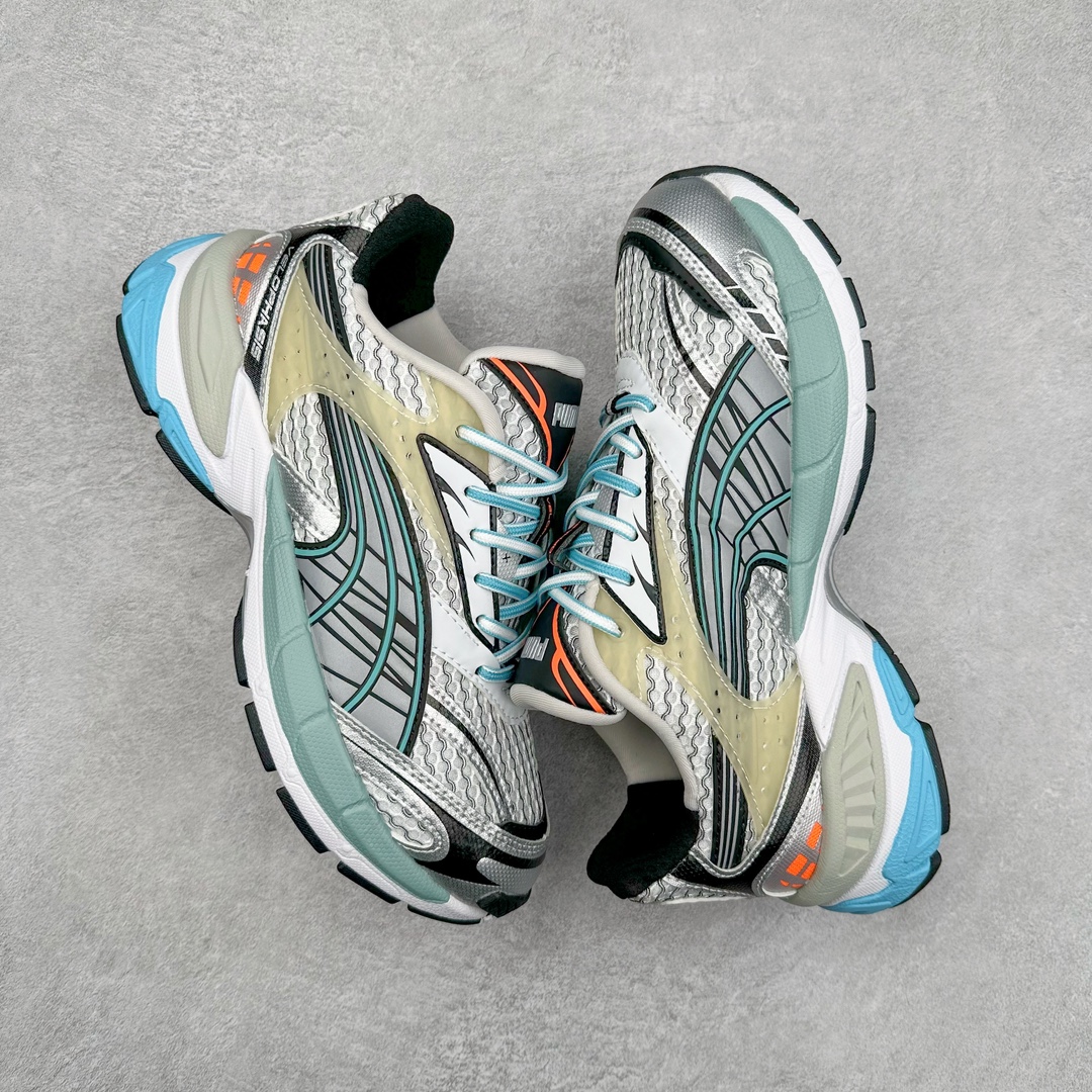 图片[3]-PUMA Velophasis 舒适潮流防滑低帮老爹鞋 全球知名运动品牌彪马推出全新鞋款VELOPHASIS，以千禧年代的无尽创意演绎PUMA复合型运动鞋款，引领复古美学新风尚。全新鞋款VELOPHASIS从PUMA品牌历史档案中千禧时代极具标志性的COMPLETE鞋型中汲取灵感，该系列专为跑步运动而生，推动了包括iCELL、e+CELL以及EverRide在内的多项具有革命代表性的品牌技术发展，至今仍造福世界各地的跑者。全新鞋款VELOPHASIS在此基础之上，寄栖于PUMA的设计愿景，借由Y2K的美学视觉语言，解码潮流基因，碰撞无限可能。全新鞋款VELOPHASIS的设计充分融合了来自千禧年代与当今时代的精髓。鞋面采用不对称设计，以全新材料重塑千禧年代感的设计部件。蜂窝式网眼布、纹理拼接和大胆醒目的造型均旨在致敬COMPLETE系列的经典风格。尺码：36 36.5 37.5 38 38.5 39 40 40.5 41 42 42.5 43 44 44.5 45-选品中心