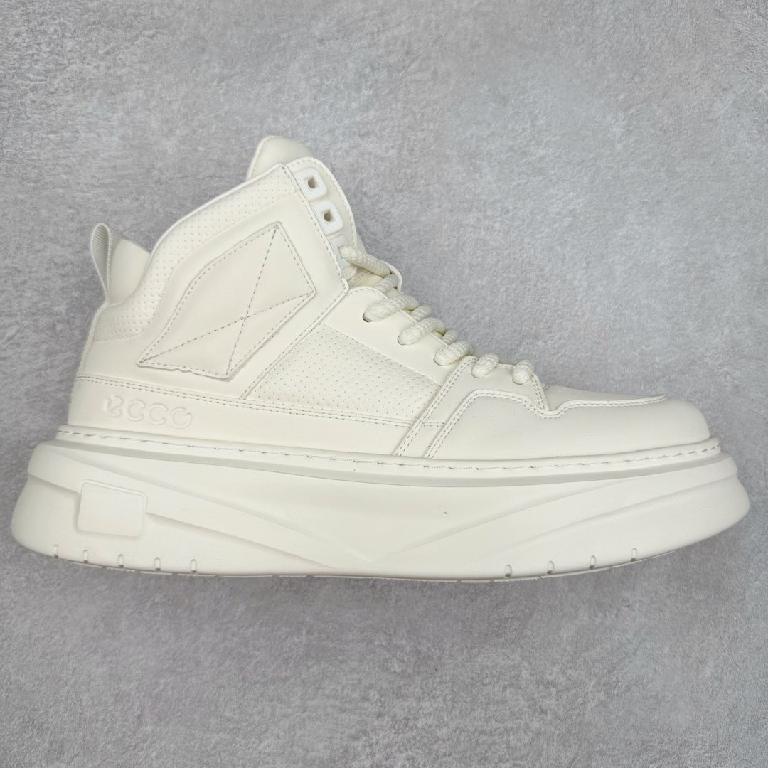 ECCO爱步防滑高帮鞋子男款 黑白简约耐磨休闲鞋 柔酷周年系列创新新品 甄选品质牛皮鞋面，轻盈柔韧 具有良好透气性 舒适耐穿 简约系带设计，可自由调节松紧 贴合脚型 直接注塑的PU鞋底，轻盈柔韧 防滑耐磨 核心科技 高帮风潮 率性出街 时尚通勤 假日随享 尺码：38 39 40 41 42 43 44（皮鞋码）-选品中心