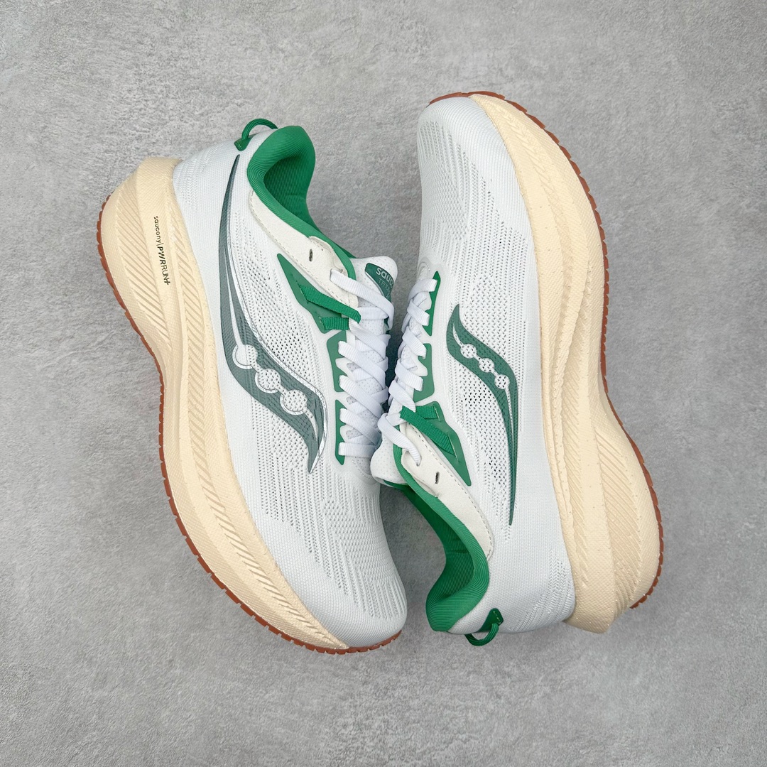 图片[3]-＃GX纯原 Saucony Triumph 21 索康尼胜利21代旗舰级缓震型跑鞋 性能相比前几代再升级：鞋面采用全新升级的工学网设计 贴合脚部更透气 中底部分使用最新的PWRRUN+材质 搭配PWRRUN+鞋垫使中底的大幅加厚 10mm坡差进一步提供缓震、回弹性能 内底则采用了FORMFIT动态适应系统 动态契合脚型 提升包裹性和舒适性 提供更卓越的动态回馈体验 XT-900橡胶大底 可提供良好的抓地力和较强抗磨性能 尺码：35.5 36 36.5 37.5 38 38.5 39 40 40.5 41 42 42.5 43 44 44.5 45 46-选品中心