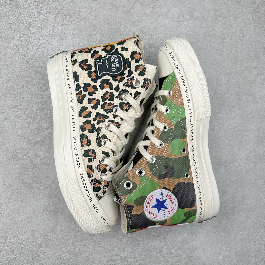 图片[3]-Converse X Brain Dead 鸳鸯迷彩脑死亡联名 鞋款采用多面印花图案设计，动物纹，迷彩，旗帜，每一面都秀出个性，外侧鞋帮处印有Brain Dead标志性LOGO的橡胶贴片，配合鞋边胶条的文字细节，带来视觉冲击，conversr X Brain Dead合作系列凝聚街头的基因，带永不过时的魅力，诠释着特立独行的个性。 货号：A12219C 尺码：35 36 36.5 37 37.5 38 39 39.5 40 41 41.5 42 42.5 43 44-选品中心