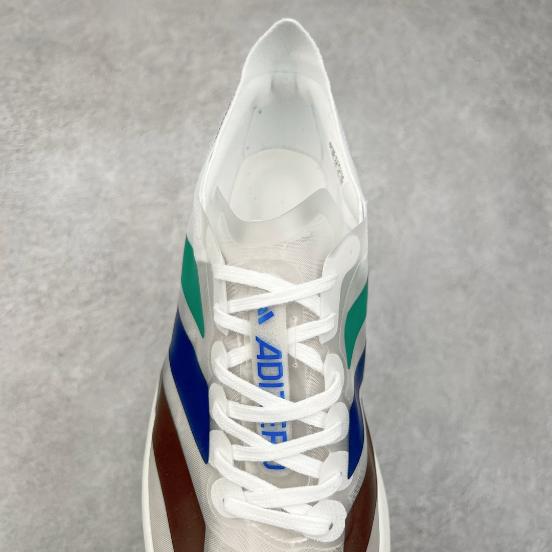 图片[5]-AD Adizero Eva SL M 零度进化版系列低帮轻便透气竞速休闲运动慢跑鞋 JQ3642 相信大家对去年 adidas 横空出世的「顶级超跑」adiZero Adios Pro EVO 1 记忆犹新！不仅登顶阿迪史上最轻跑鞋宝座，更在接下来的全球马拉松赛事中，持续书写着惊人成绩，被网友戏称新一代「阿迪神鞋」全网刷屏！极简设计语言与强烈速度感和存在感的鞋侧三线，让人过目不忘，特别种草！其中定位于中长跑训练的 adidas Adizero Evo SL，整体外观造型与 adiZero Adios Pro EVO 1 非常相似。中底配置方面搭载全掌 Lightstrike Pro，鞋面采用透气网面示人，契合日常训练鞋的定位，更加耐用。外底给到了马牌橡胶，及类似上代竞速旗舰 adidas Adizero Adios Pro 3 区域分布。整体看下来无论是外观的鲜明辨识度，还是配置的扎实程度都很顶。尺码：36 36⅔ 37⅓ 38 38⅔ 39⅓ 40 40⅔ 41⅓ 42 42⅔ 43⅓ 44 45-选品中心