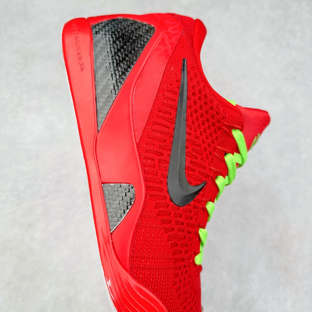 图片[6]-NK Kobe 9 Elite Protro 科比九代精英款低帮实战篮球鞋 FZ7334-100 设计灵感中与以往几代的耐克 ZOOM KOBE 系列一样，加入了签名，密码，碳板这些元素，在表达它的主人身份的同时，也显示了自己的与众不同。鞋后跟的九条红色代表的则是科比接受跟腱修复手术后的伤疤，象征了科比坚韧的赛场性格。此外，耐克Kobe 9 Elite也用到了耐克最新的 Flyknit科技，在使 耐克Kobe 9 Elite更加轻盈的同时，也变得更有支撑性与耐用性。鞋身两侧以及经常弯折的区域采用的则是更紧密的连接方式。看似夸张的超高帮设计并不会在实战中影响脚的感受，其完美的包裹性并没有降低耐克Kobe 9 Elite本身的灵活性。再夸张的动作，鞋面都会紧紧包裹脚部，丝毫不会影响发挥。尺码：40 40.5 41 42 42.5 43 44 44.5 45 46-选品中心