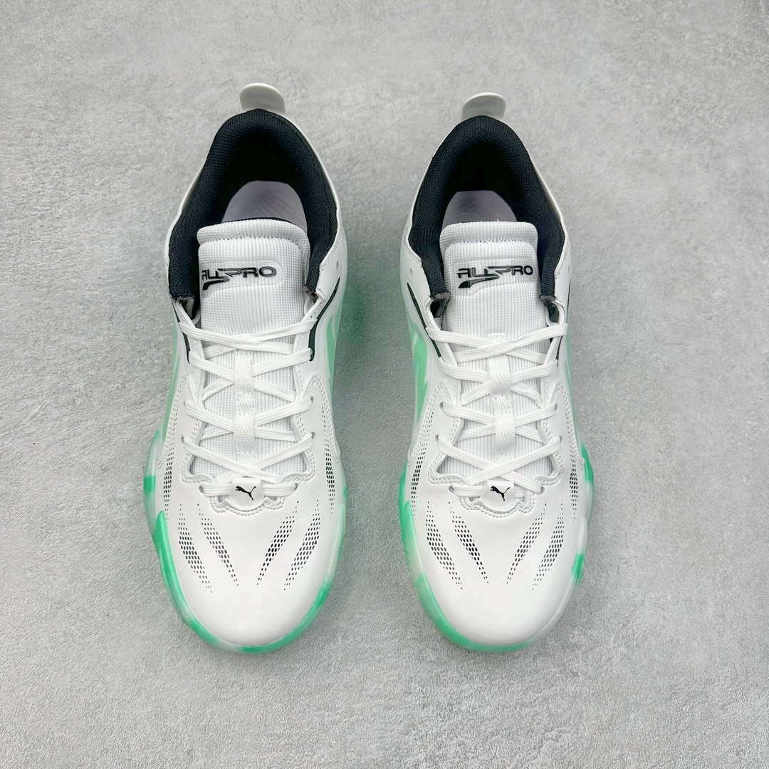 图片[2]-＃K版纯原 PUMA All-Pro Nitro 彪马舒适耐磨低帮实战篮球鞋 鞋身材质运用轻质皮革、ULTRAWEAVE 高强度超轻工程编织网面与热熔材料共同构建。针对双脚的不同区域，科学合理的提供包裹、透气、轻量化的多项职责。造型方面给人以犀利凶猛的感觉。液态金属质感的轻质柔软皮革，搭配 ULTRAWEAVE 的动态织物区域，整双鞋的质感层次特别高级。既营造出动感写意的视觉轮廓，又释放出梦幻前卫的战斗气息，颜值绝对是当下球鞋圈 T0 级别的存在！科技方面，融合 PUMA 当前各类最尖端科技，更是「ELITE 精英版」的精华所在！作为 PUMA 首双搭载内嵌式可置换中底的篮球战靴，将 NITRO™ SQD FOAM 分区密度科技与下方 PWRPLATE 前叉形碳纤维板相结合。尺码：40 40.5 41 42 42.5 43 44 44.5 45 46-选品中心