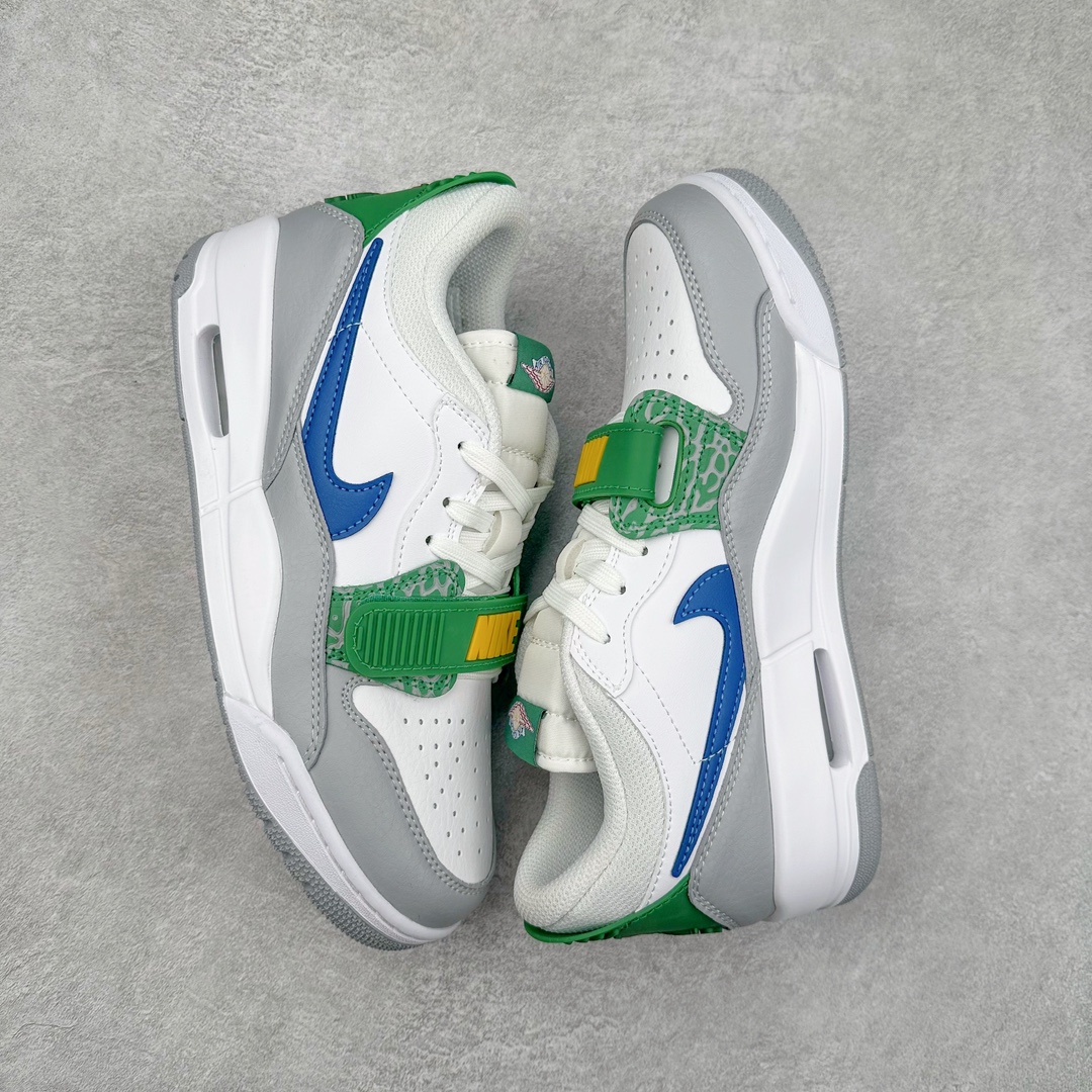 图片[3]-＃KZ神版 Air Jordan Legacy AJ312 复古篮球鞋 CD9054-140 市场最强独一档产物 全套原纸板楦头开发 原厂大底磨具加持立体防滑纹理 原档数据后跟TPU子母扣魔术贴 原装可视Air Sole气垫 原汁原味最完美的312代版型 唯一正确鞋头趴度弧度高度鞋身腰线 进口港宝加持 后跟自然饱满 全鞋荧光划线卡点 追求极致完美 每一双都是工艺品 多重QC质检 超越公司货的品控标准 实实在在的免检产品 鞋身采用了皮革材质打造 横跨鞋面的魔术贴十分吸睛 侧面的Swoosh Logo的一部分被鞋面遮挡了一部分 颇具玩味 魔术贴上标有NK标识 而鞋舌上是Jordan的经典红色飞翼Logo 后跟和鞋底均采用了AJ3的设计 后跟上同样也使用了经典的爆裂纹图案 尺码：36 36.5 37.5 38 38.5 39 40 40.5 41 42 42.5 43 44 44.5 45 46 47.5-选品中心