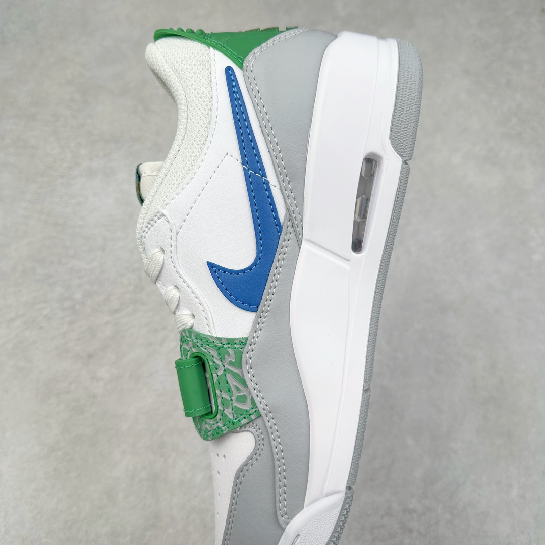 图片[7]-＃KZ神版 Air Jordan Legacy AJ312 复古篮球鞋 CD9054-140 市场最强独一档产物 全套原纸板楦头开发 原厂大底磨具加持立体防滑纹理 原档数据后跟TPU子母扣魔术贴 原装可视Air Sole气垫 原汁原味最完美的312代版型 唯一正确鞋头趴度弧度高度鞋身腰线 进口港宝加持 后跟自然饱满 全鞋荧光划线卡点 追求极致完美 每一双都是工艺品 多重QC质检 超越公司货的品控标准 实实在在的免检产品 鞋身采用了皮革材质打造 横跨鞋面的魔术贴十分吸睛 侧面的Swoosh Logo的一部分被鞋面遮挡了一部分 颇具玩味 魔术贴上标有NK标识 而鞋舌上是Jordan的经典红色飞翼Logo 后跟和鞋底均采用了AJ3的设计 后跟上同样也使用了经典的爆裂纹图案 尺码：36 36.5 37.5 38 38.5 39 40 40.5 41 42 42.5 43 44 44.5 45 46 47.5-选品中心