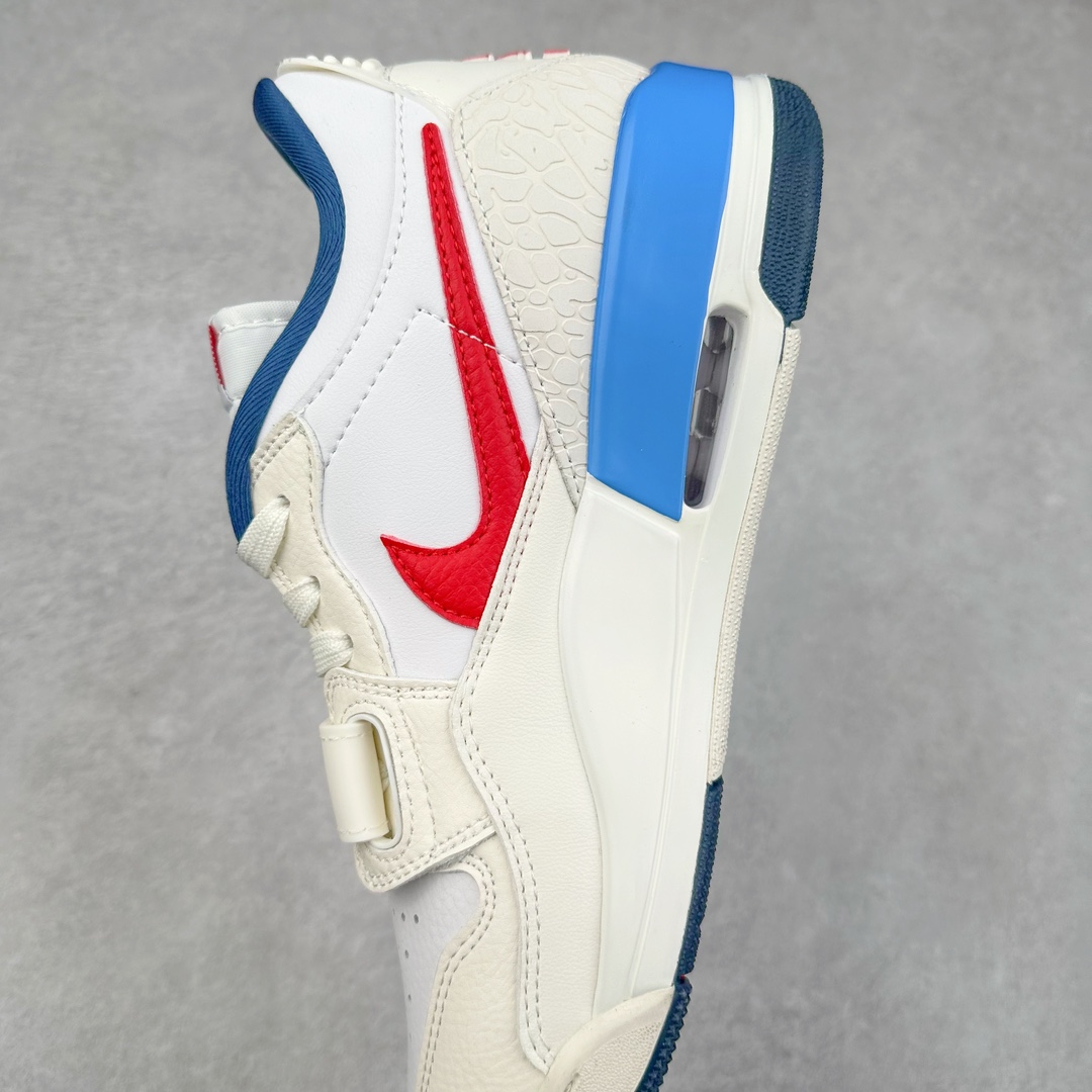 图片[7]-＃KZ神版 Air Jordan Legacy AJ312 复古篮球鞋 HM3709-141 市场最强独一档产物 全套原纸板楦头开发 原厂大底磨具加持立体防滑纹理 原档数据后跟TPU子母扣魔术贴 原装可视Air Sole气垫 原汁原味最完美的312代版型 唯一正确鞋头趴度弧度高度鞋身腰线 进口港宝加持 后跟自然饱满 全鞋荧光划线卡点 追求极致完美 每一双都是工艺品 多重QC质检 超越公司货的品控标准 实实在在的免检产品 鞋身采用了皮革材质打造 横跨鞋面的魔术贴十分吸睛 侧面的Swoosh Logo的一部分被鞋面遮挡了一部分 颇具玩味 魔术贴上标有NK标识 而鞋舌上是Jordan的经典红色飞翼Logo 后跟和鞋底均采用了AJ3的设计 后跟上同样也使用了经典的爆裂纹图案 尺码：36 36.5 37.5 38 38.5 39 40 40.5 41 42 42.5 43 44 44.5 45 46 47.5-选品中心