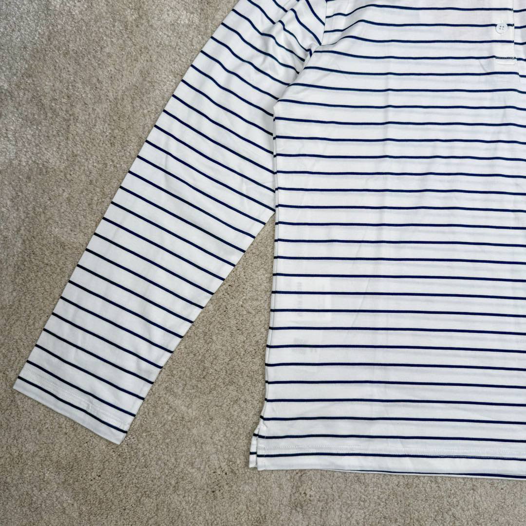 图片[6]-＃GD广顶 MiuMiu 缪缪100支超细腻条纹polo长袖 面料采用定制100支超细腻双纱纯棉面料，质感非常好，市场货全部都是32支现货代替，这件衣服正反面全部对条纹非常费面料！胸口上的字母条纹和底部的条纹必须对上（市场版本工艺对不上直接字母用的白色的，穿出去一眼假）领子定制横机螺纹，纽扣天然贝母扣！三标吊牌全部同步专柜（吊牌附送说明书且颜色正确，市场吊牌偏粉，正品吊牌颜色饱和度更低 尺码：S M L XL-选品中心